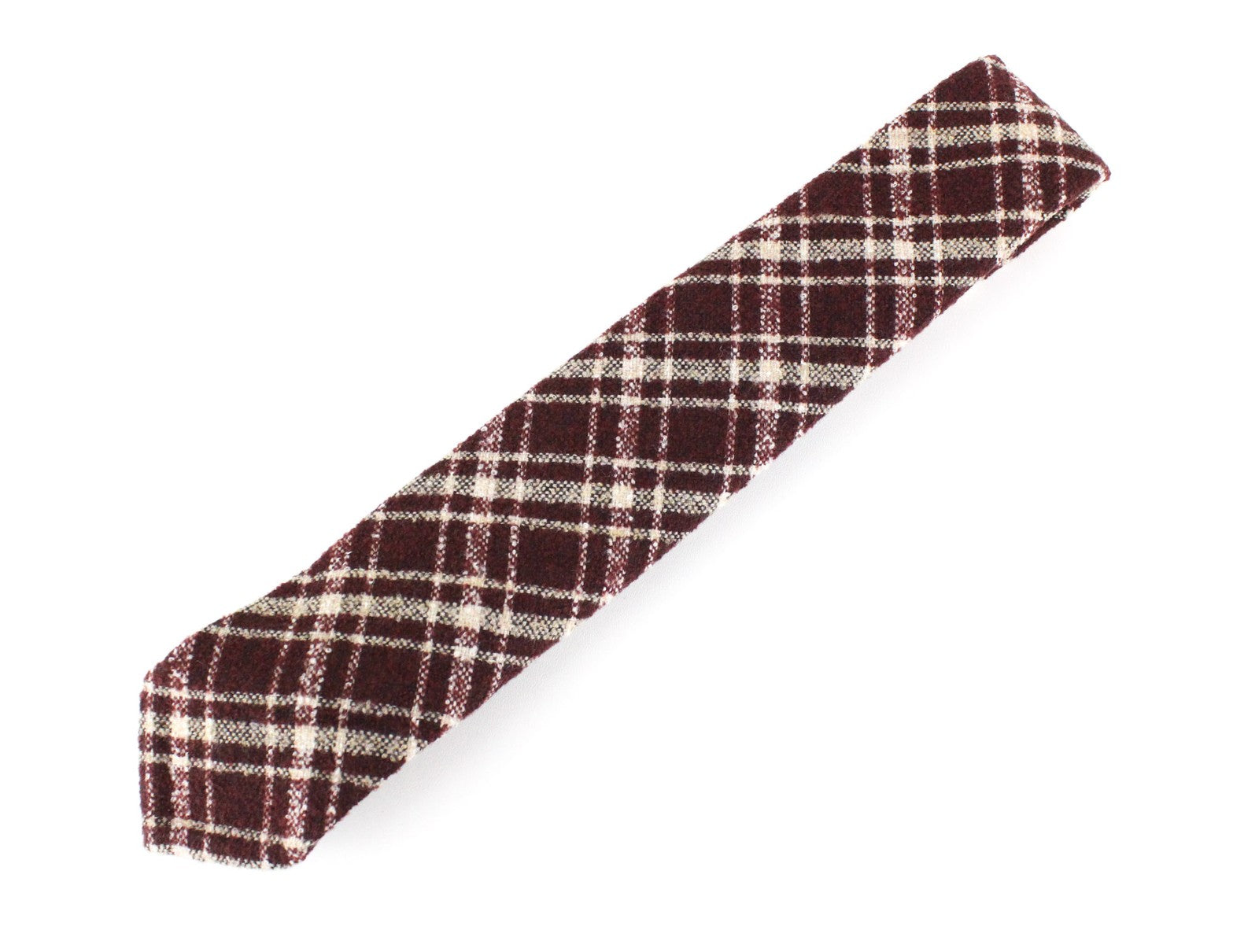 SUITSUPPLY Men's Tie ~150 x 8 cm Wine Red Plaid Wool Mix Formal Pointed-End