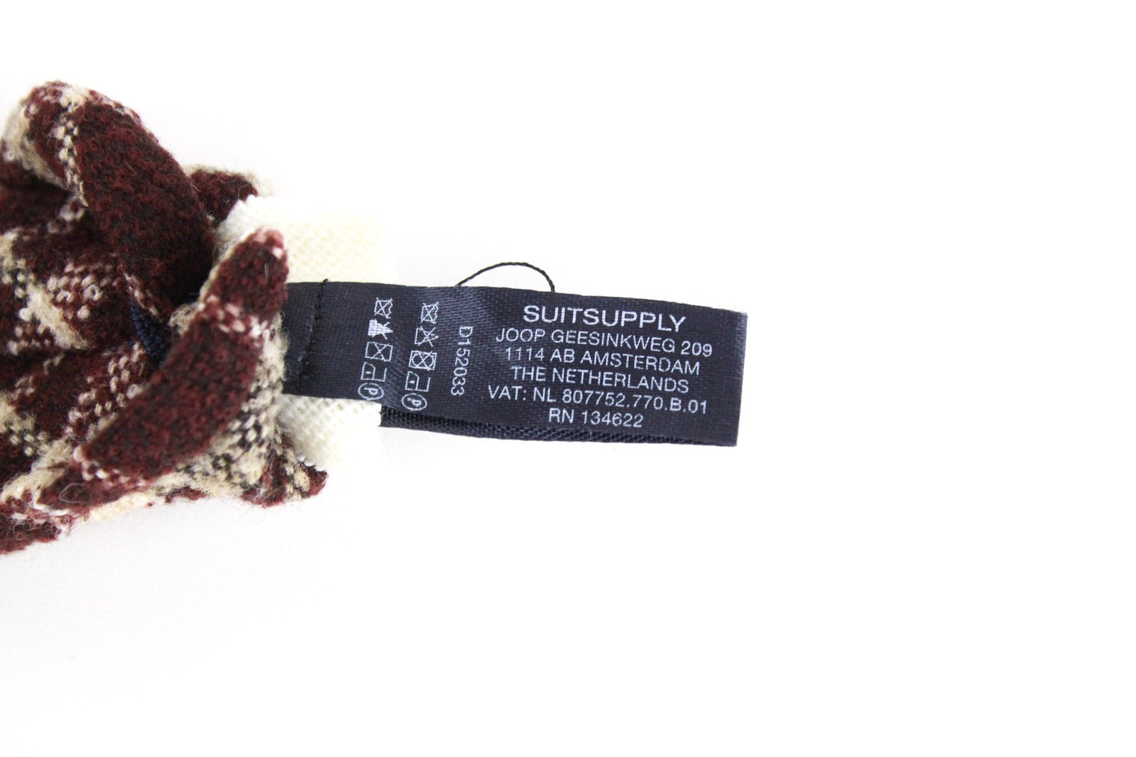 SUITSUPPLY Men's Tie ~150 x 8 cm Wine Red Plaid Wool Mix Formal Pointed-End