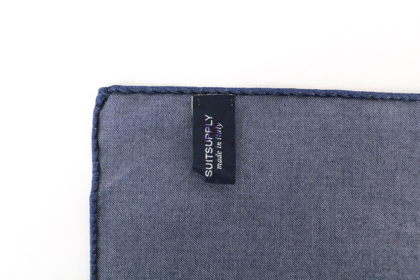 SUITSUPPLY Men's Pocket Square ~33 x 32 cm Blue Pure Cotton Classic Hanky