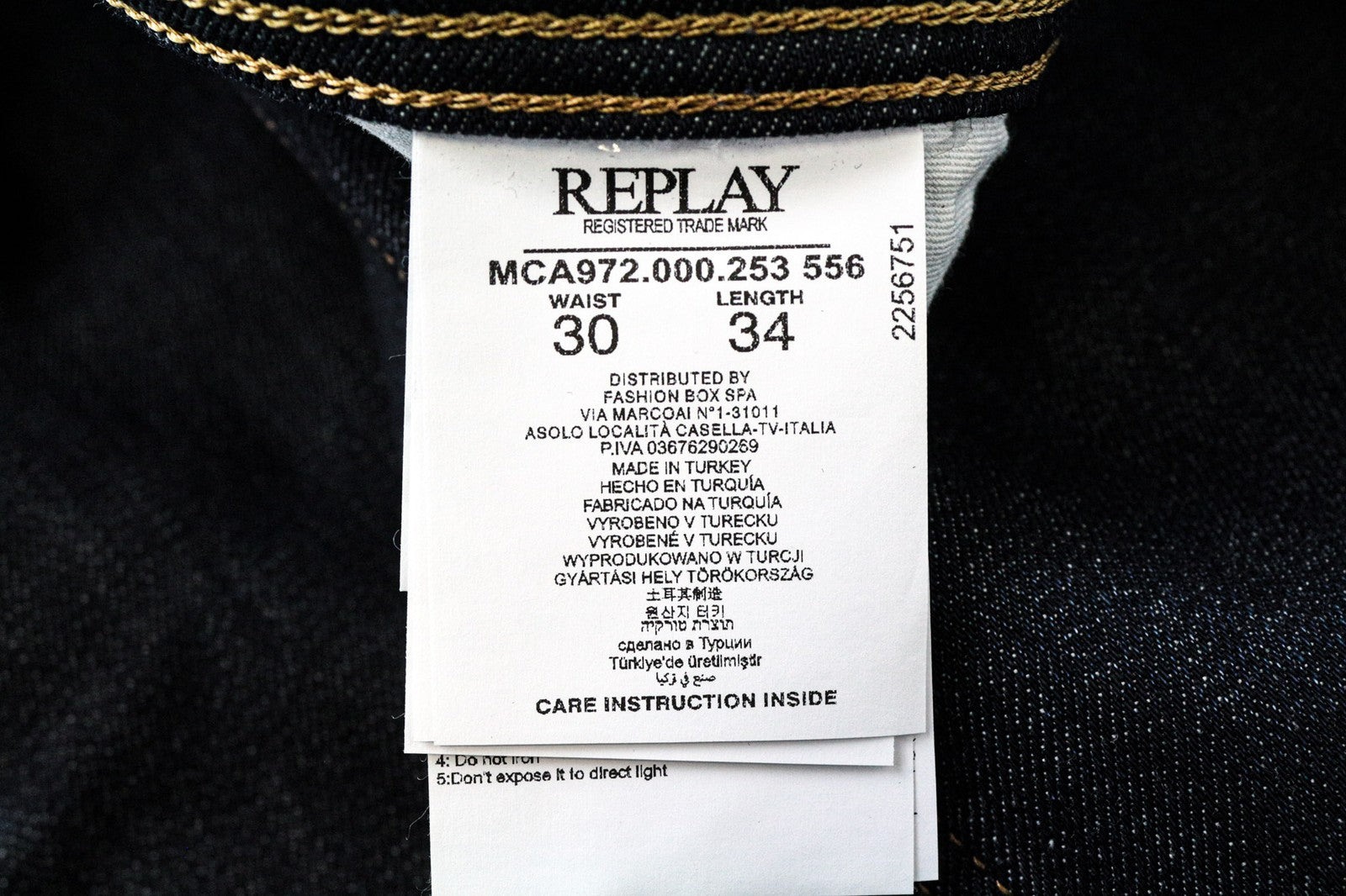 REPLAY Grover Men's Jeans W30/L34 Selvedge Straight Stretch Cotton Blue Wash