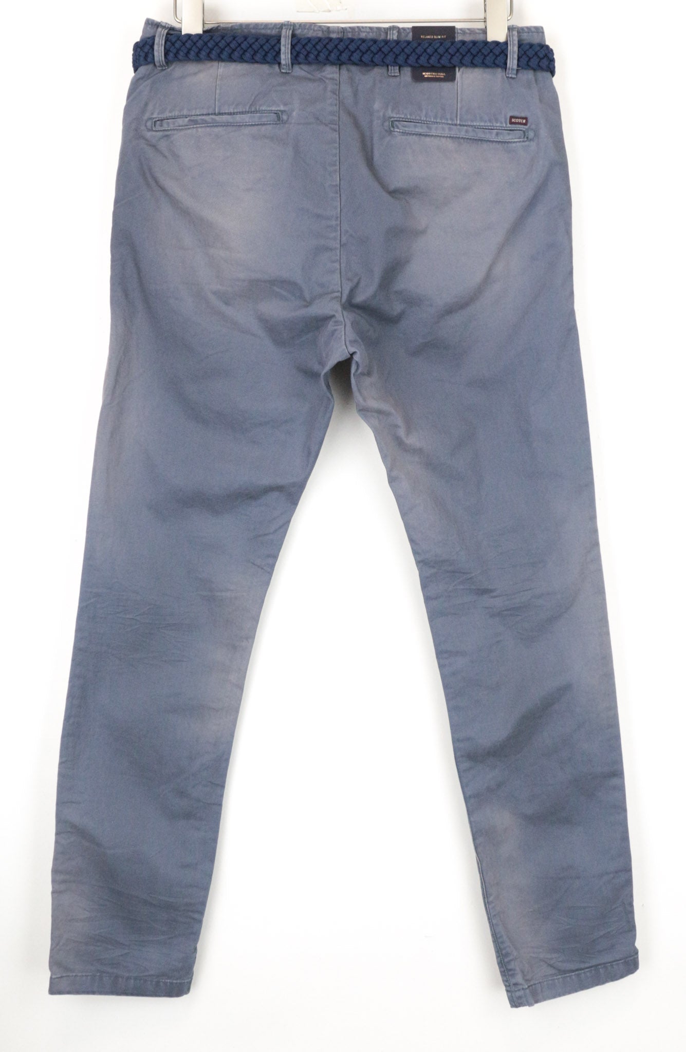 SCOTCH & SODA Warren Men's Trousers W32/L32 Relaxed Blue Cotton Slim Washed