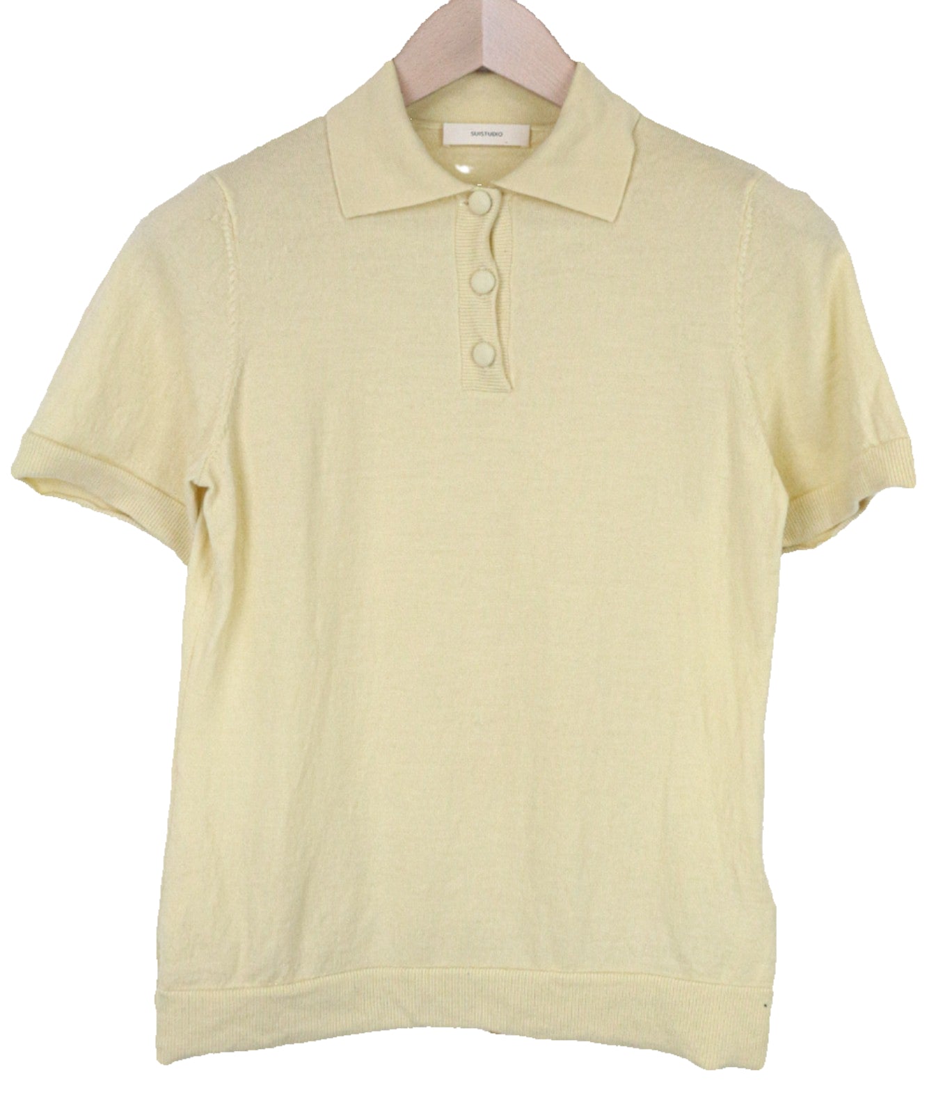 SUISTUDIO Dayton Women's T-Shirt L Yellow Merino Wool Short Sleeve Polo Style