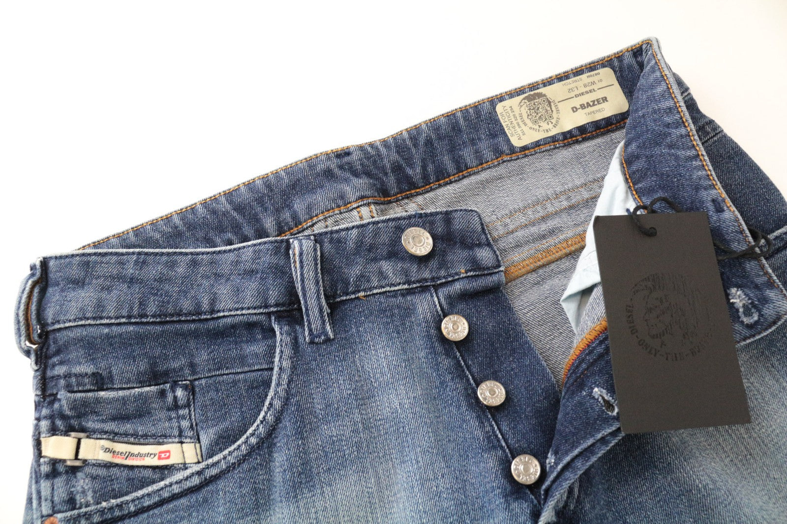 DIESEL D-Bazer 0870H Men's Jeans W28/L32 Washed Blue Taper Fit Cotton Stretch