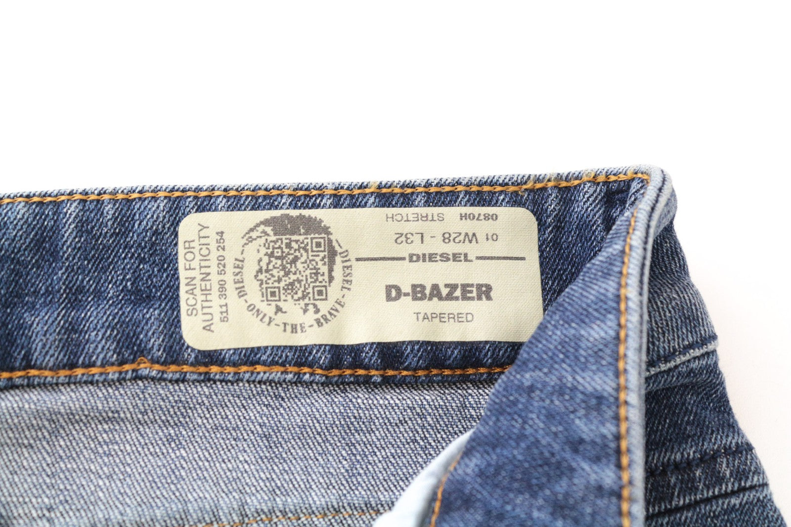 DIESEL D-Bazer 0870H Men's Jeans W28/L32 Washed Blue Taper Fit Cotton Stretch