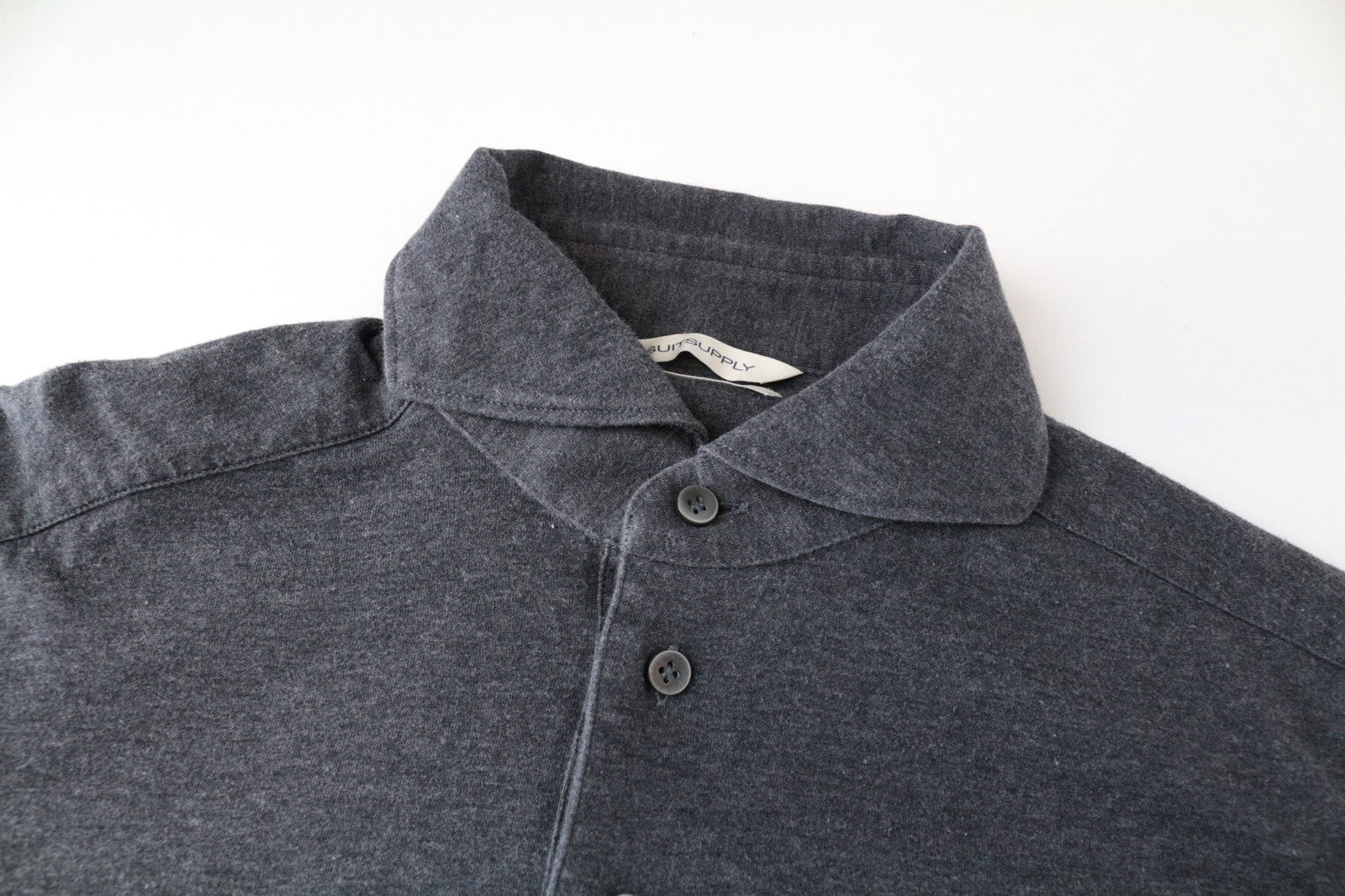 SUITSUPPLY Men's Shirt 37/38 Grey Spread Extra Slim Egyptian Cotton Style