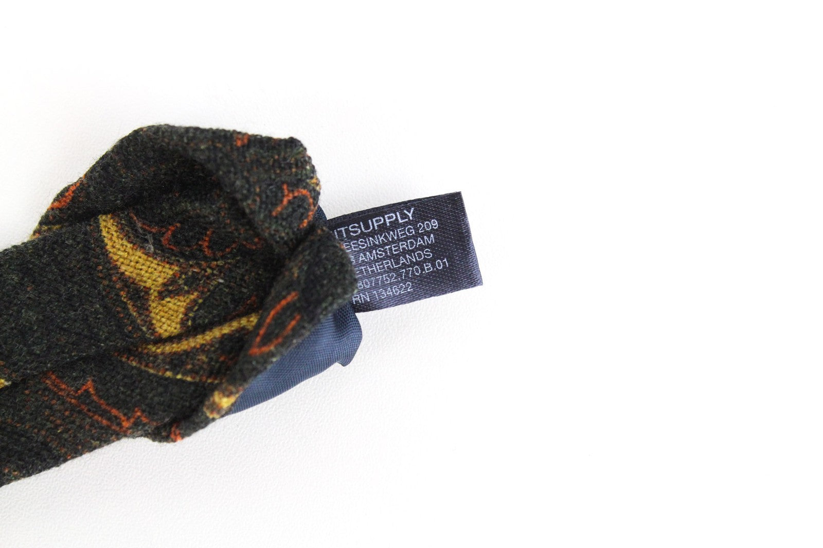 SUITSUPPLY Men's Tie ~150x8 Dark Green Wool Patterned Classic Formal Necktie