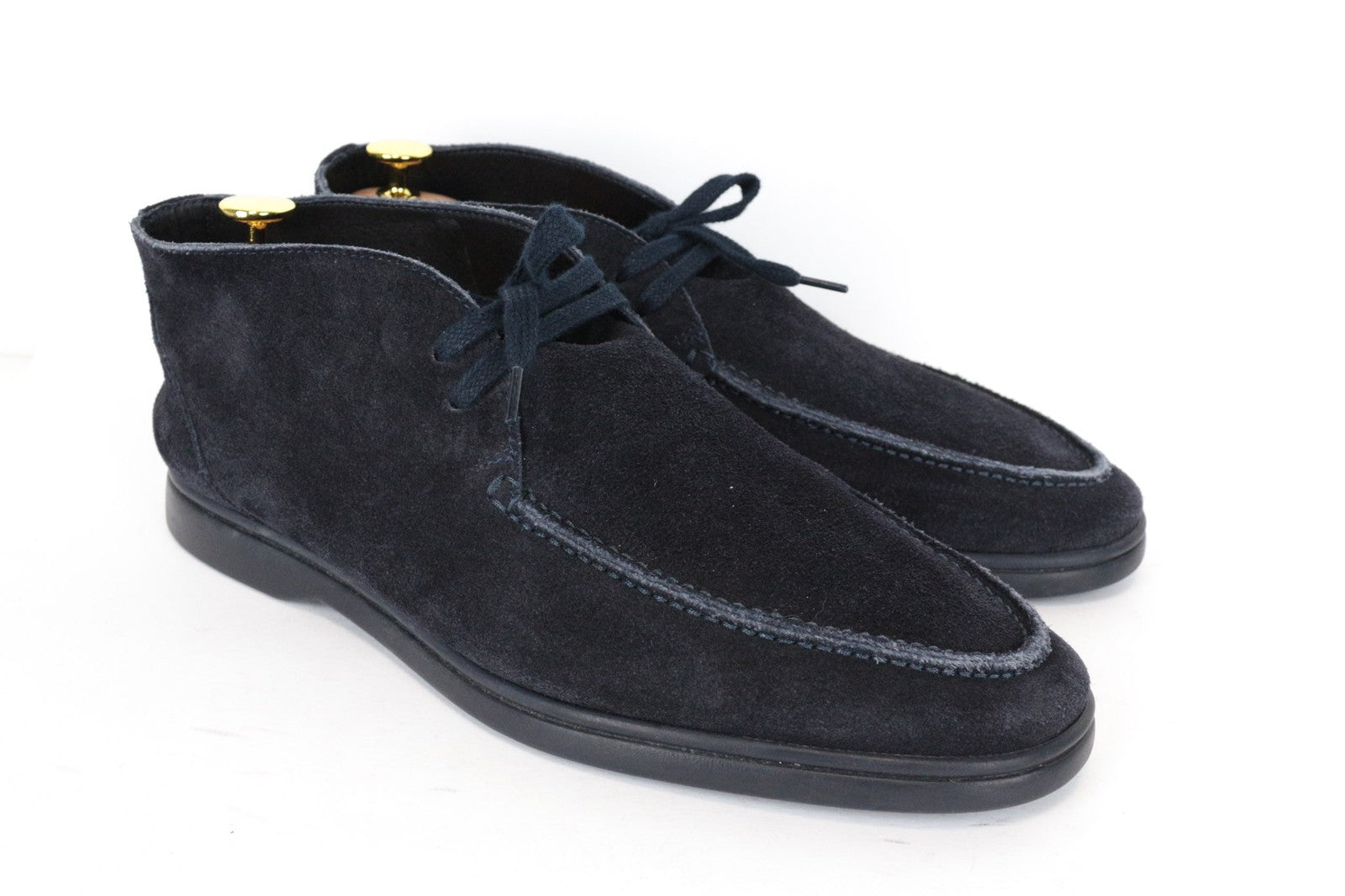 SUITSUPPLY Men's Shoes EU43 Navy Chukka High Top Lace-Up Suede Casual Look