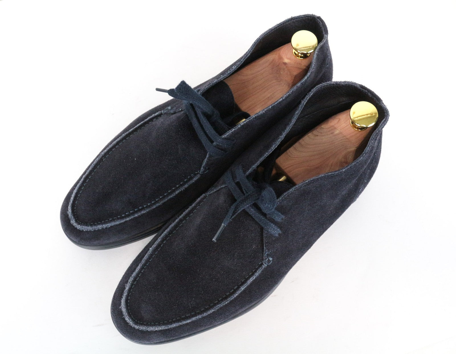 SUITSUPPLY Men's Shoes EU43 Navy Chukka High Top Lace-Up Suede Casual Look
