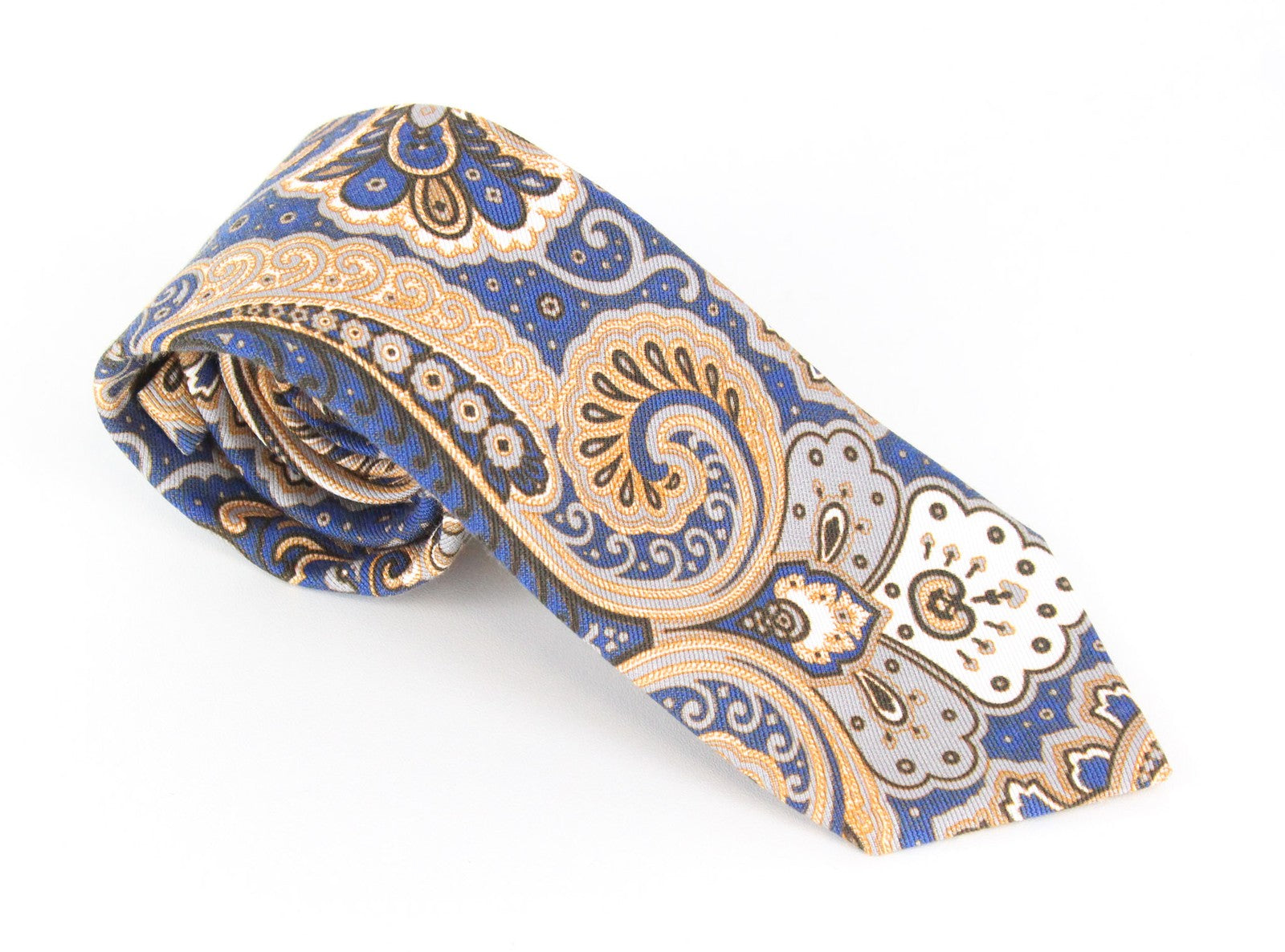 SUITSUPPLY Men's Tie ~150x8 Blue Beige Cotton Silk Oriental Print Smart Look