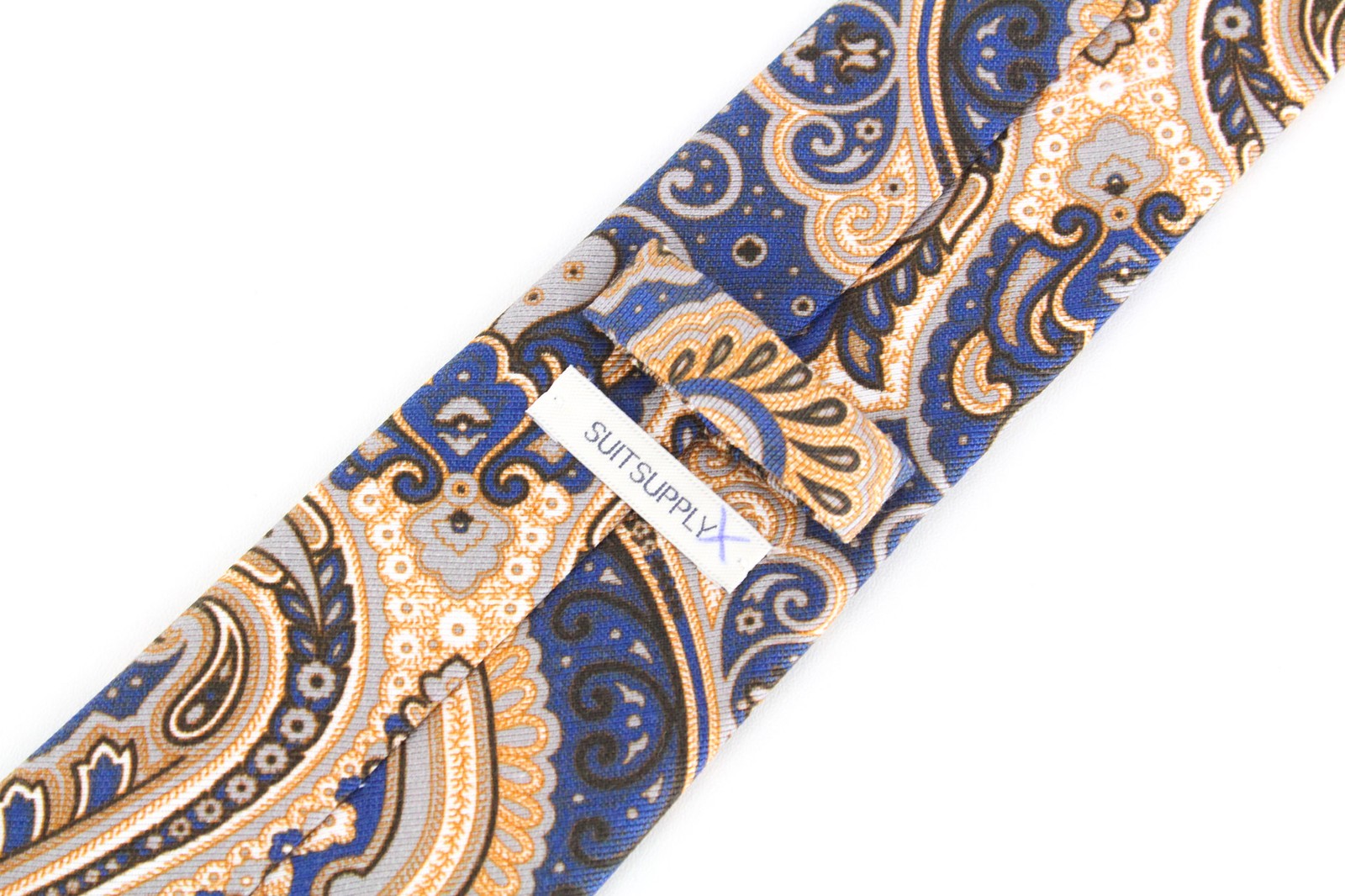 SUITSUPPLY Men's Tie ~150x8 Blue Beige Cotton Silk Oriental Print Smart Look