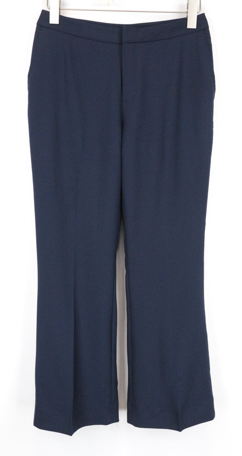 SUISTUDIO Robin Women's Trousers UK12R Navy Slim Mohair Flare Flat Front