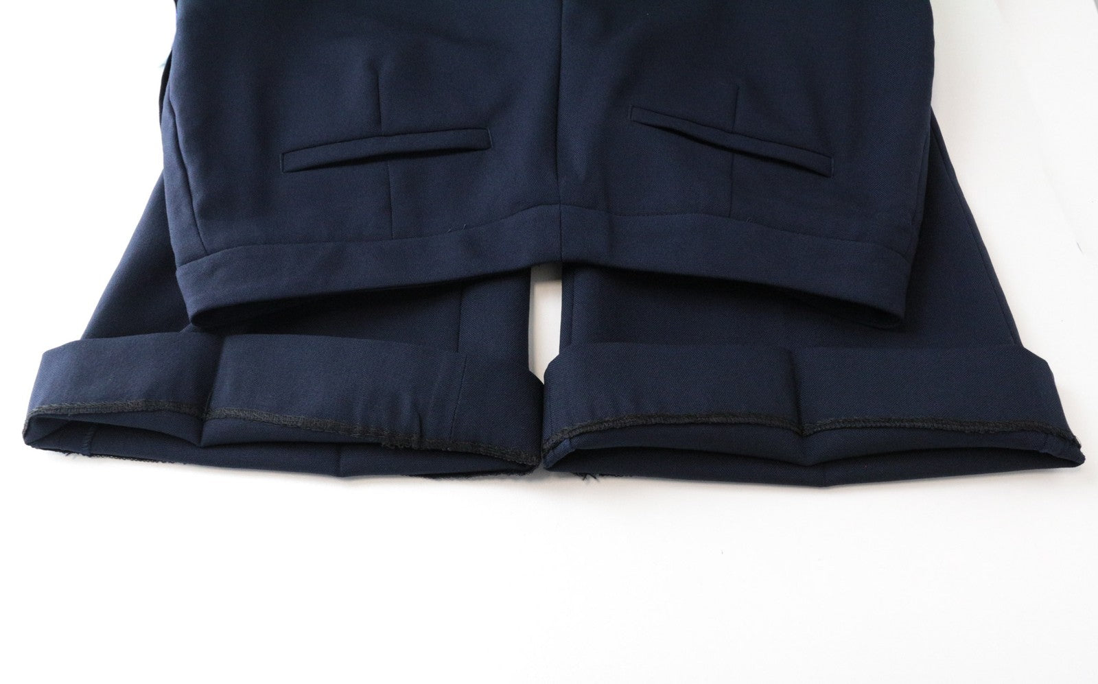 SUISTUDIO Robin Women's Trousers UK12R Navy Slim Mohair Flare Flat Front