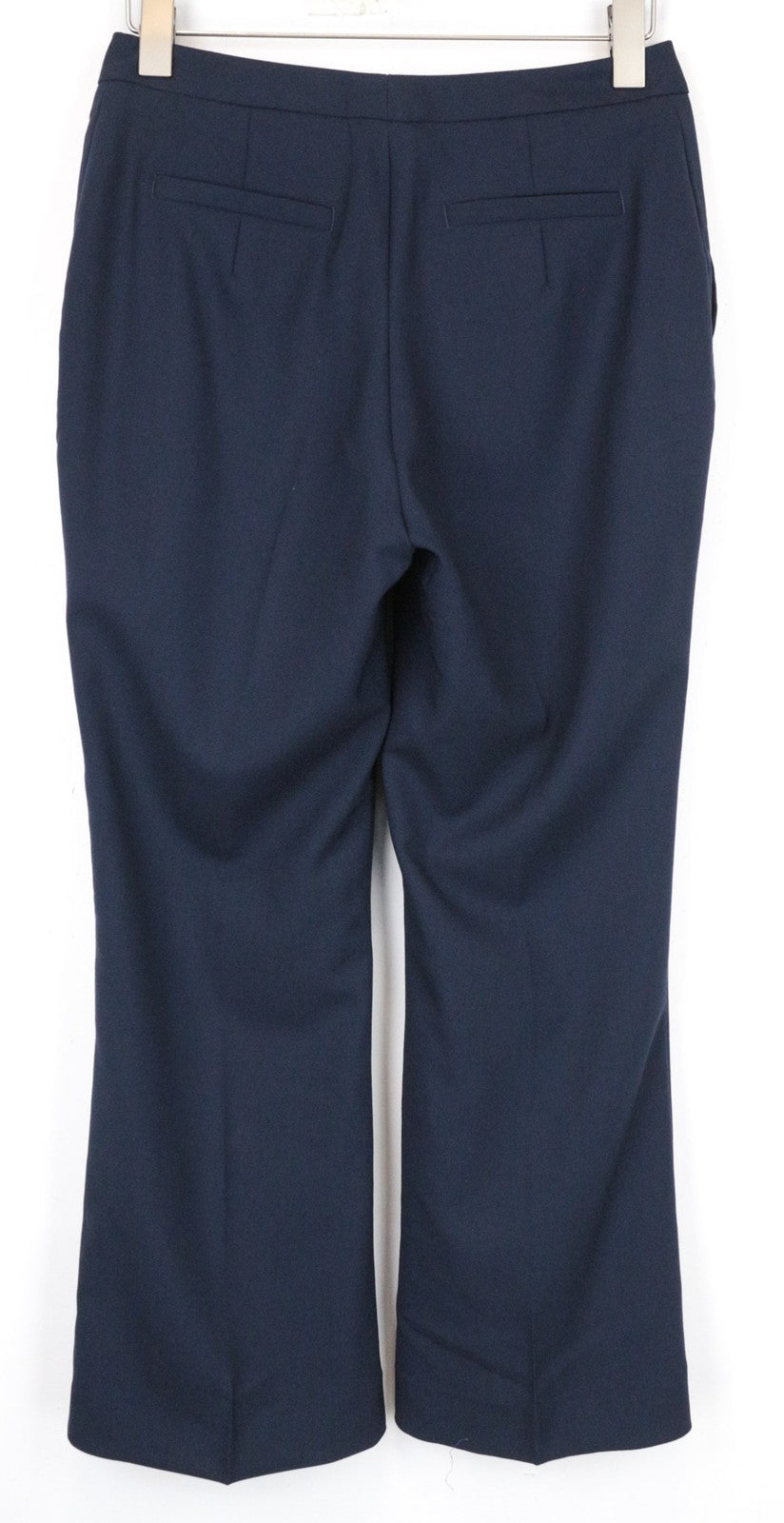 SUISTUDIO Robin Women's Trousers UK12R Navy Slim Mohair Flare Flat Front