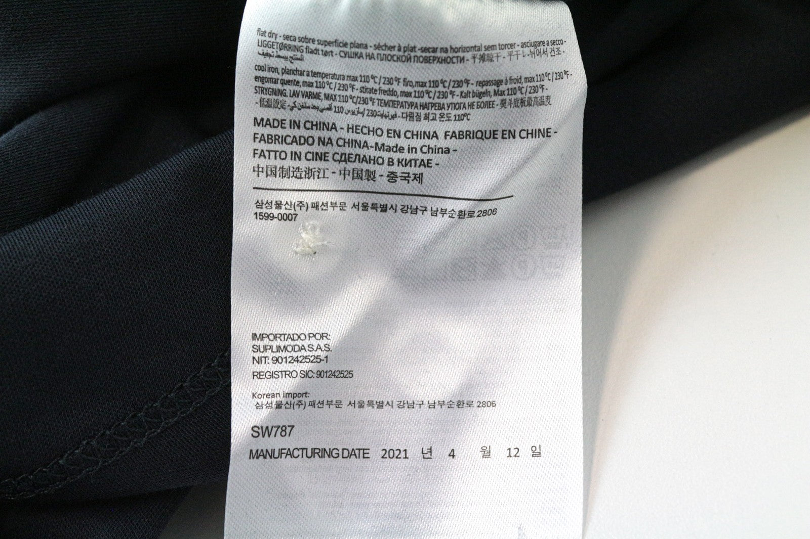 SUITSUPPLY Men's T-Shirt L Long Sleeve Henley Navy Pima Cotton Classic Wear