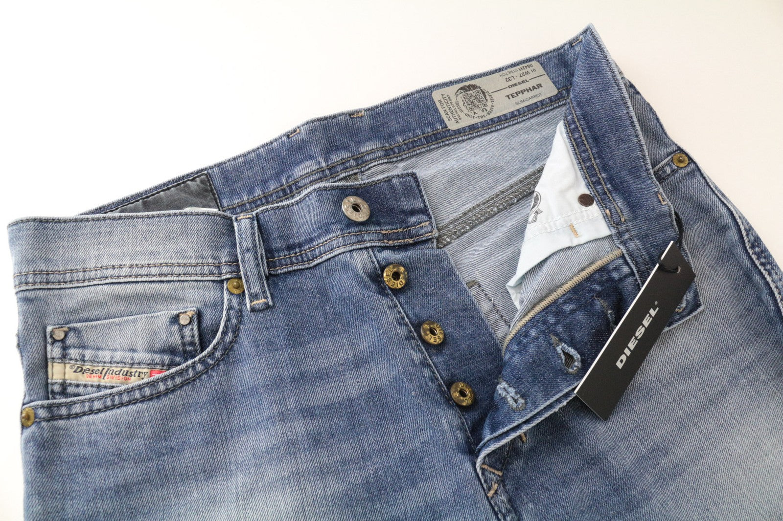 DIESEL Tepphar 0842H Men's Jeans W27/L32 Slim Carrot Blue Stretch Cotton