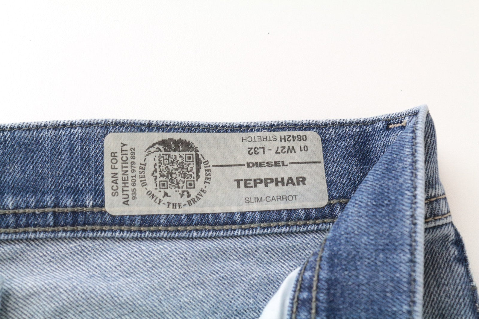 DIESEL Tepphar 0842H Men's Jeans W27/L32 Slim Carrot Blue Stretch Cotton