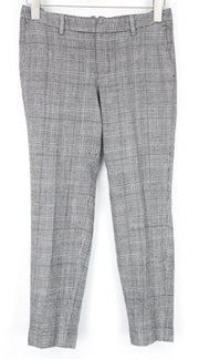 SUISTUDIO Women's Trousers UK10S Grey Glen Check Slim Wool Silk Linen Blend