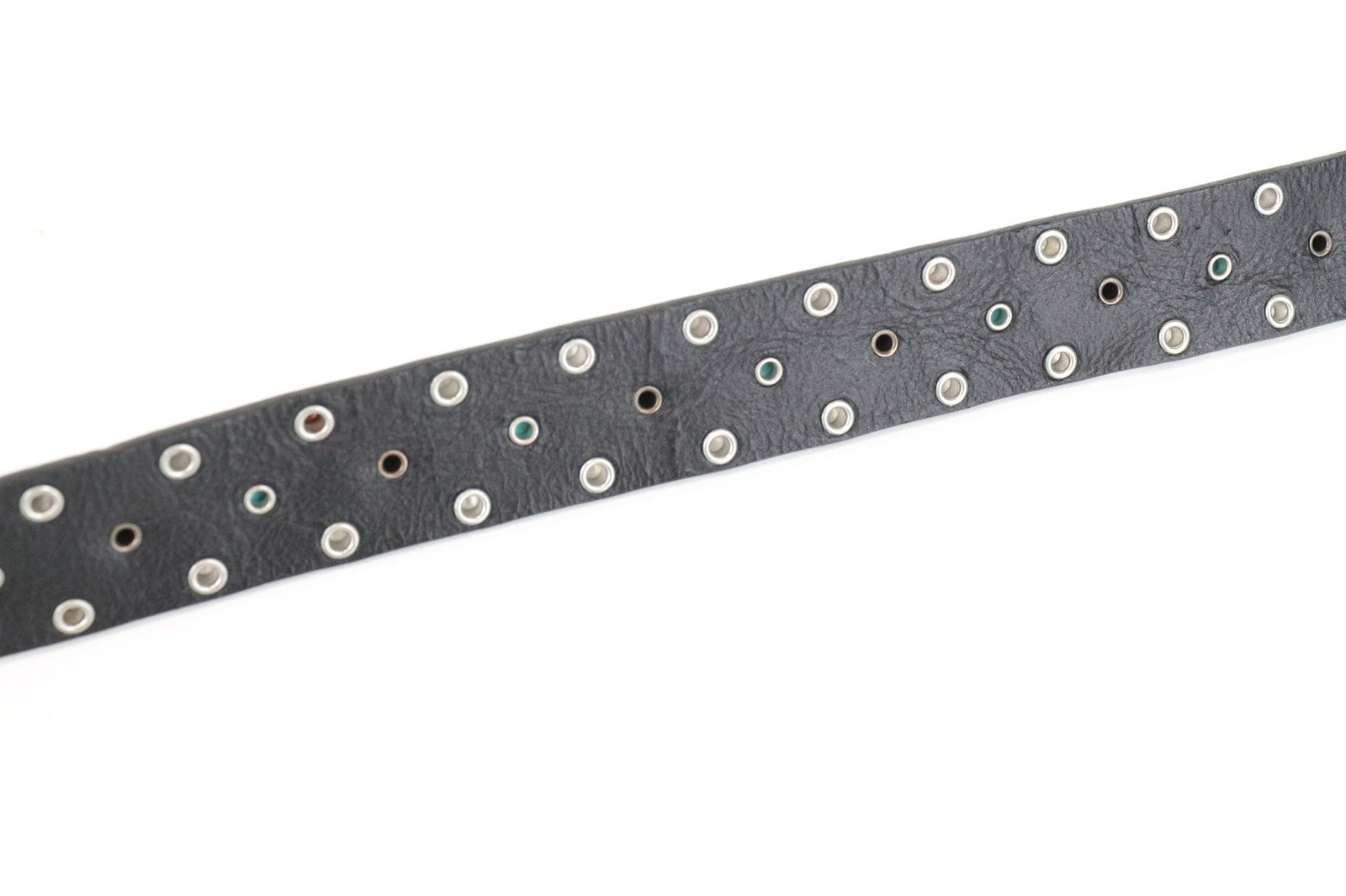REPLAY Men's Belt 95 cm Black Leather Studded with Turquoise Wing Buckle
