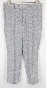 SUISTUDIO Women's Trousers UK14S Grey Slim Houndstooth Linen Blend Classic Fit