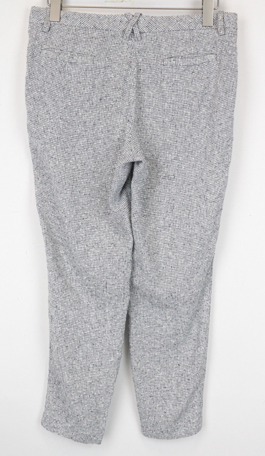 SUISTUDIO Women's Trousers UK14S Grey Slim Houndstooth Linen Blend Classic Fit