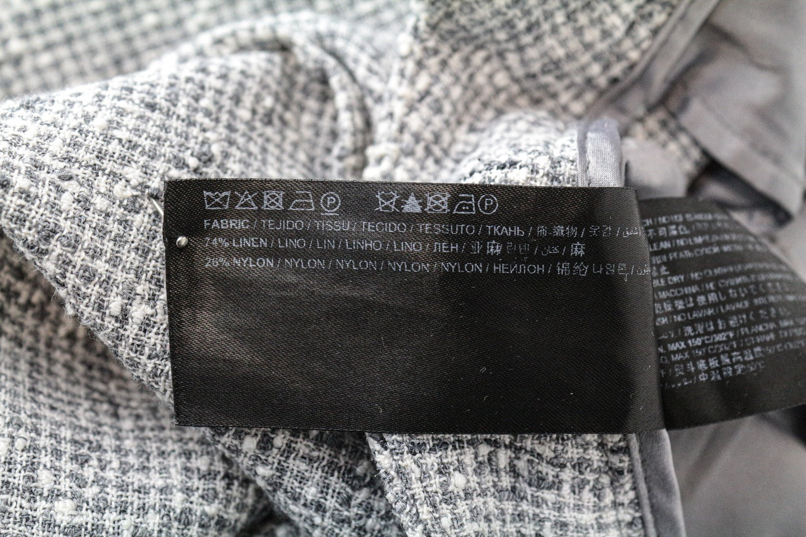 SUISTUDIO Women's Trousers UK14S Grey Slim Houndstooth Linen Blend Classic Fit