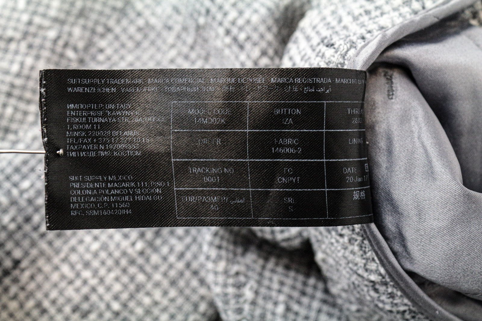 SUISTUDIO Women's Trousers UK14S Grey Slim Houndstooth Linen Blend Classic Fit