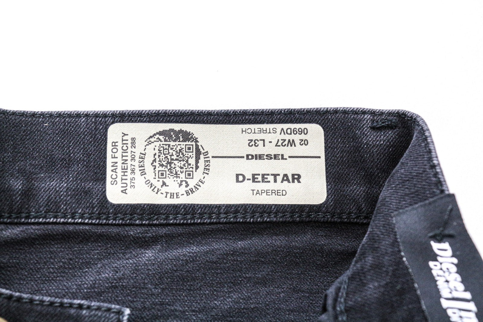 DIESEL D-Eetar 069DV Men's Jeans W27/L32 Black Ripped Taper Fit Stretch Cotton