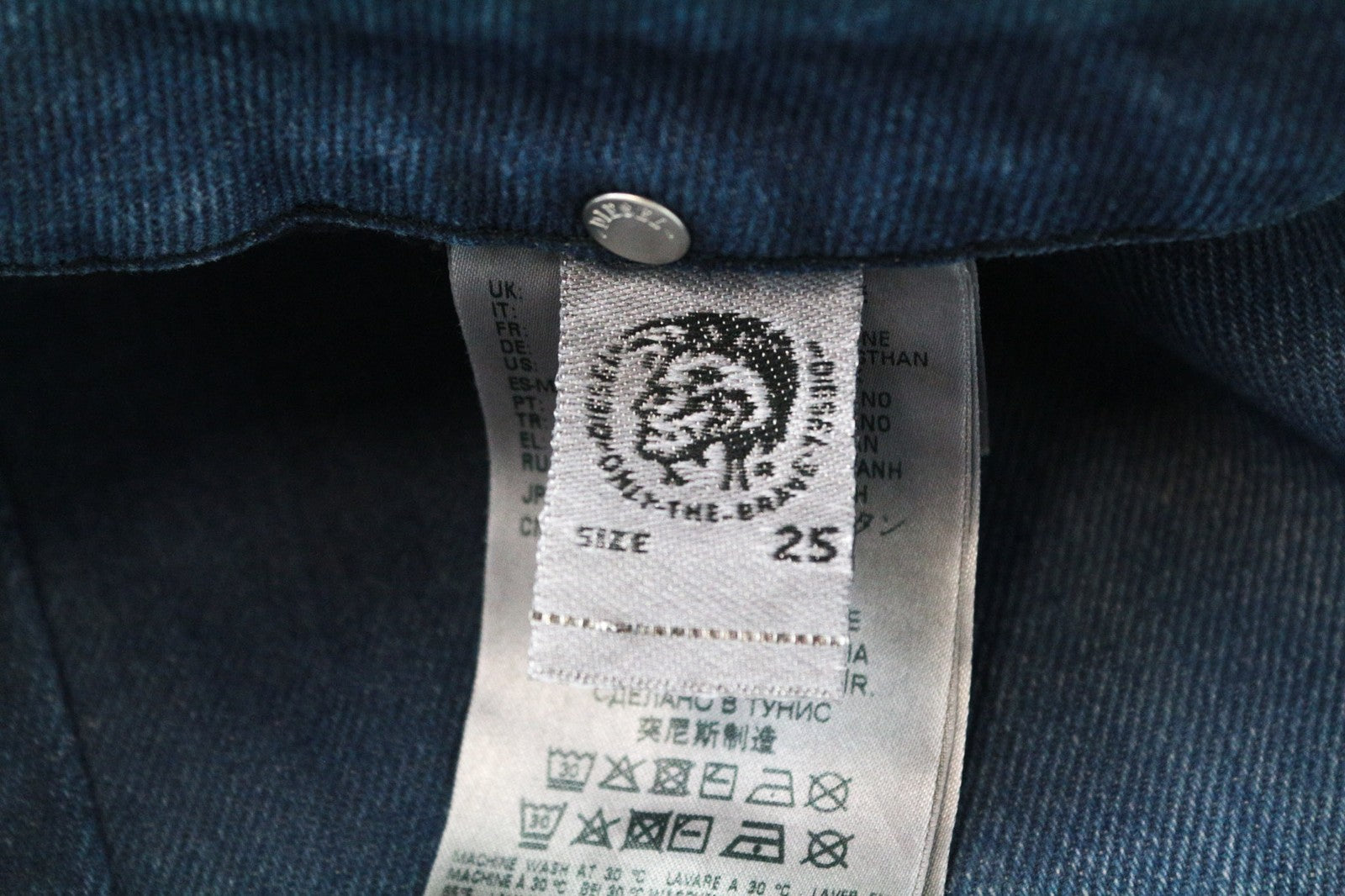 DIESEL D-Rifty 0870I Women's Jeans W25/L32 Slim Fit Blue Cotton Stretch Stained