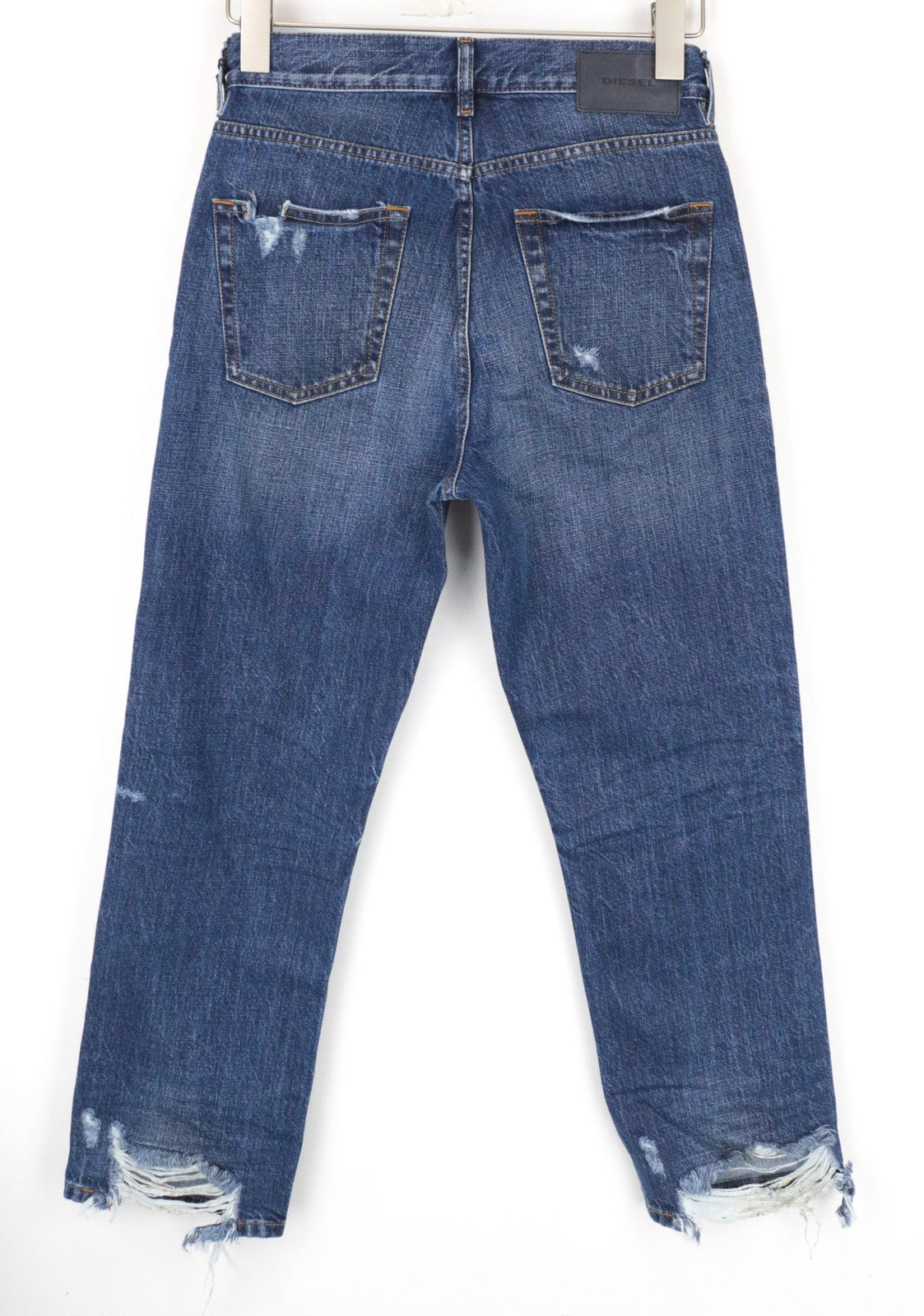 DIESEL Aryel 080AH Women's Jeans W24/L32 Straight Ripped Blue Pure Cotton