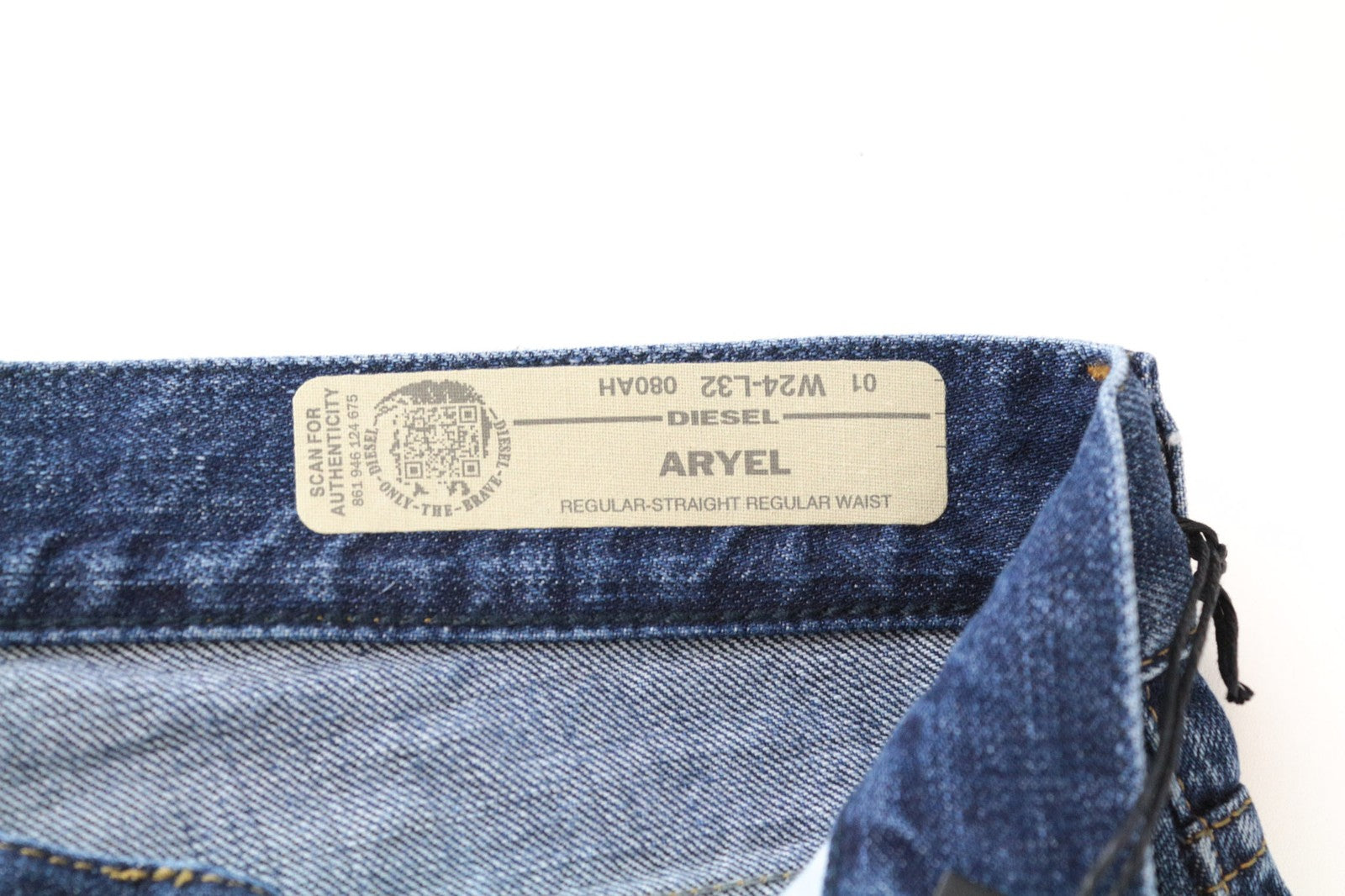 DIESEL Aryel 080AH Women's Jeans W24/L32 Straight Ripped Blue Pure Cotton