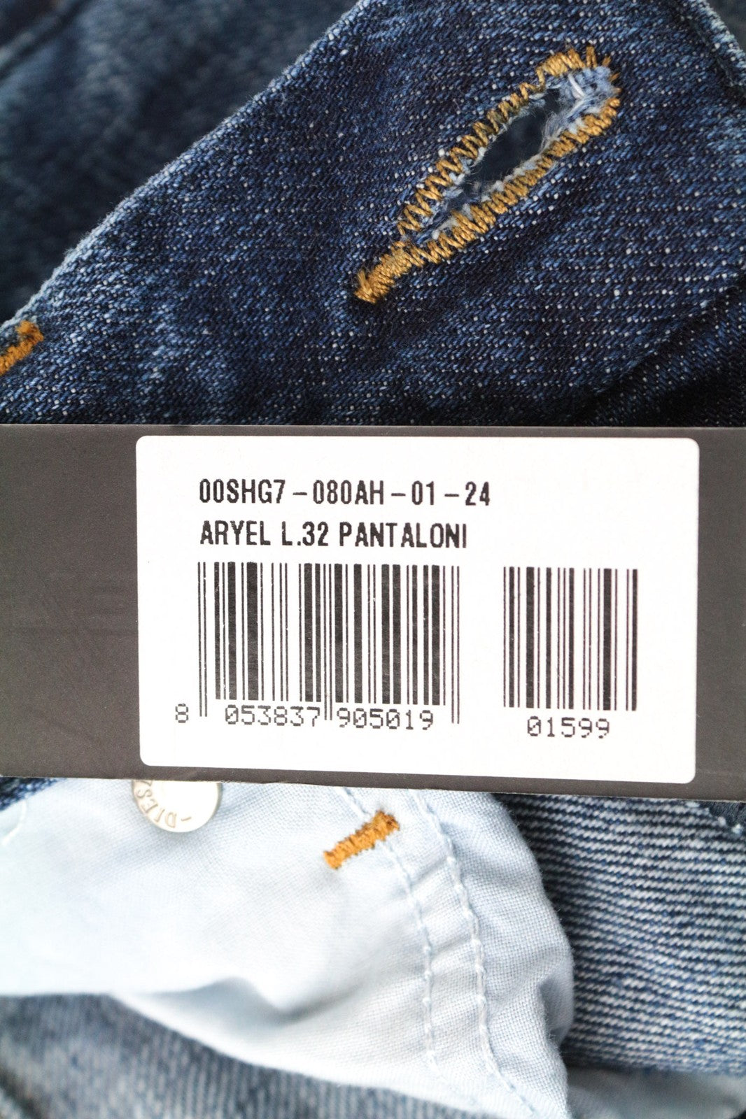 DIESEL Aryel 080AH Women's Jeans W24/L32 Straight Ripped Blue Pure Cotton