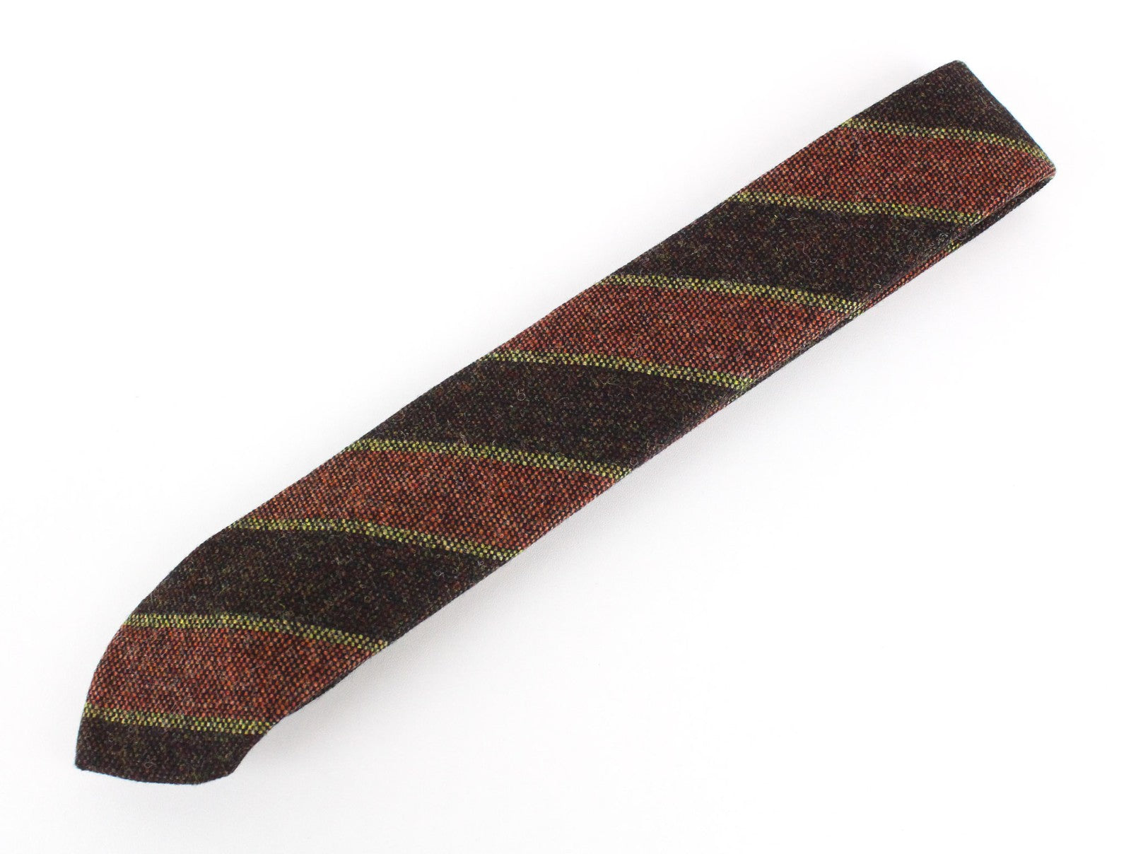 SUITSUPPLY Men's Tie ~150x8 Brown Wool Striped Pointed-End Formal Neckwear