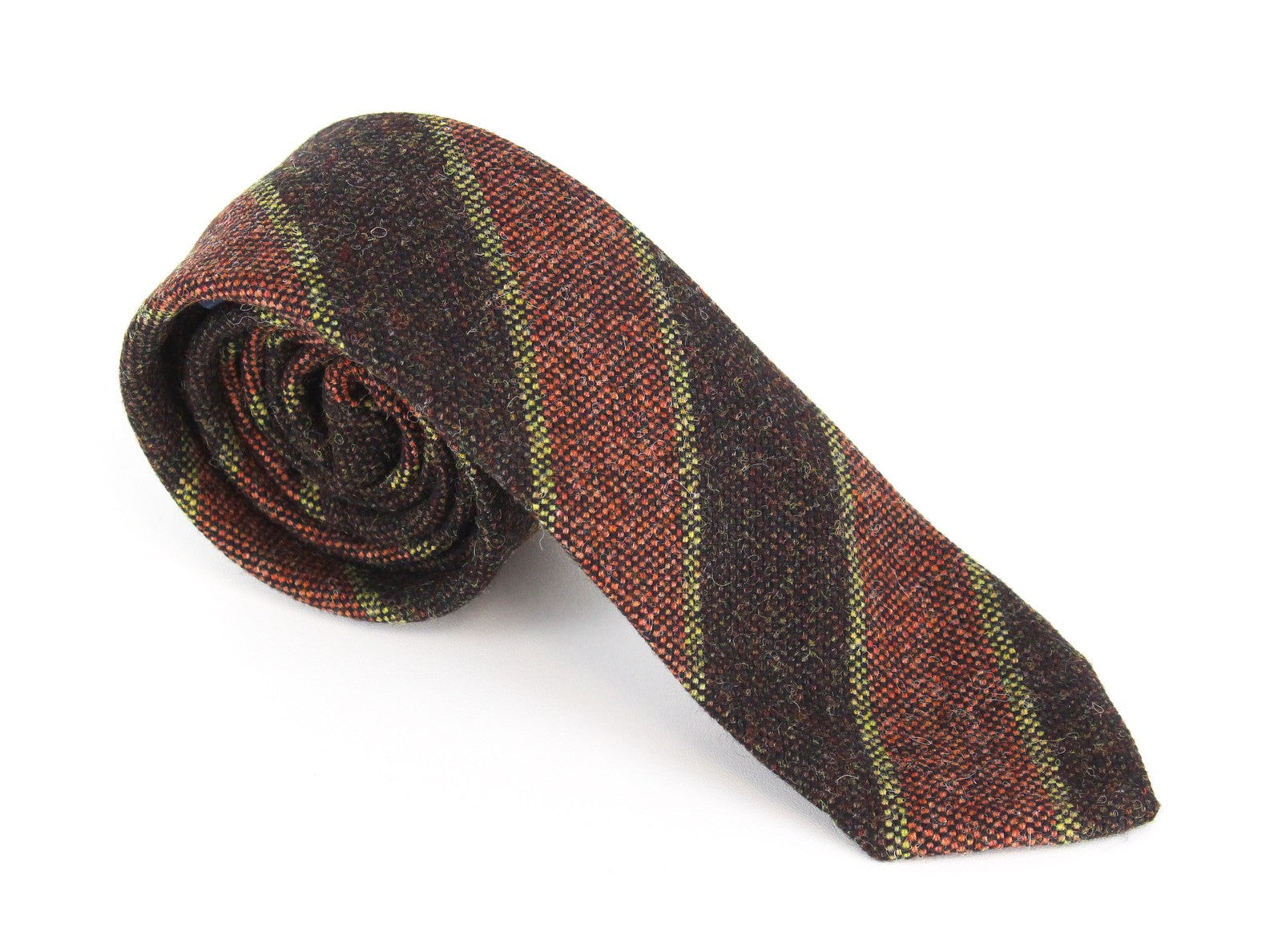 SUITSUPPLY Men's Tie ~150x8 Brown Wool Striped Pointed-End Formal Neckwear