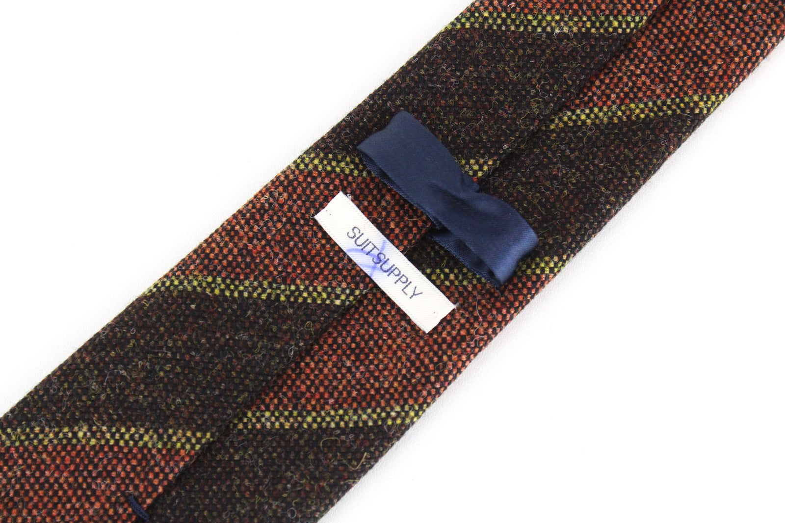 SUITSUPPLY Men's Tie ~150x8 Brown Wool Striped Pointed-End Formal Neckwear