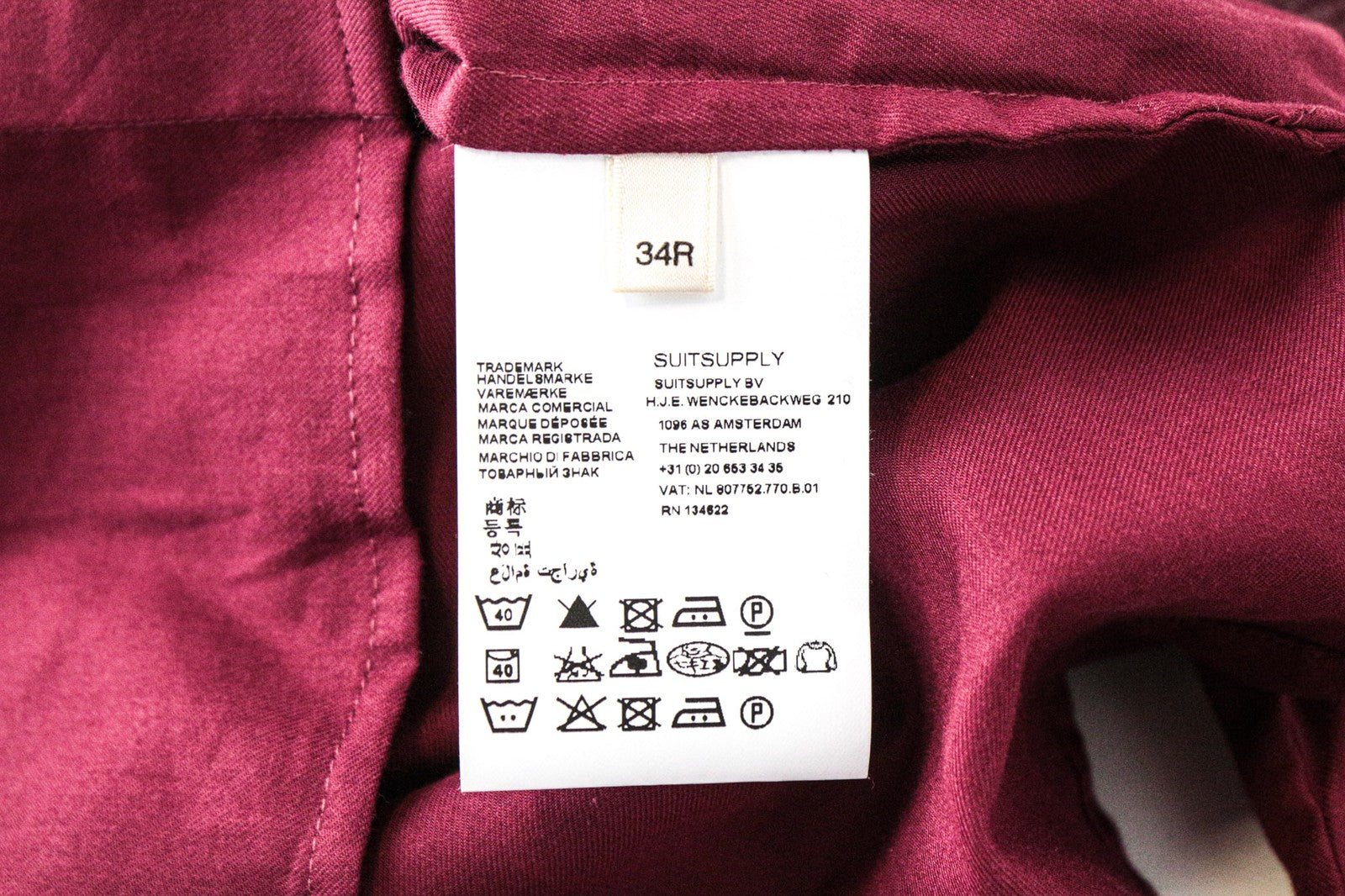 SUITSUPPLY Elton Women's Shirt 34R Long Sleeve Red Purple Cotton Button-Up