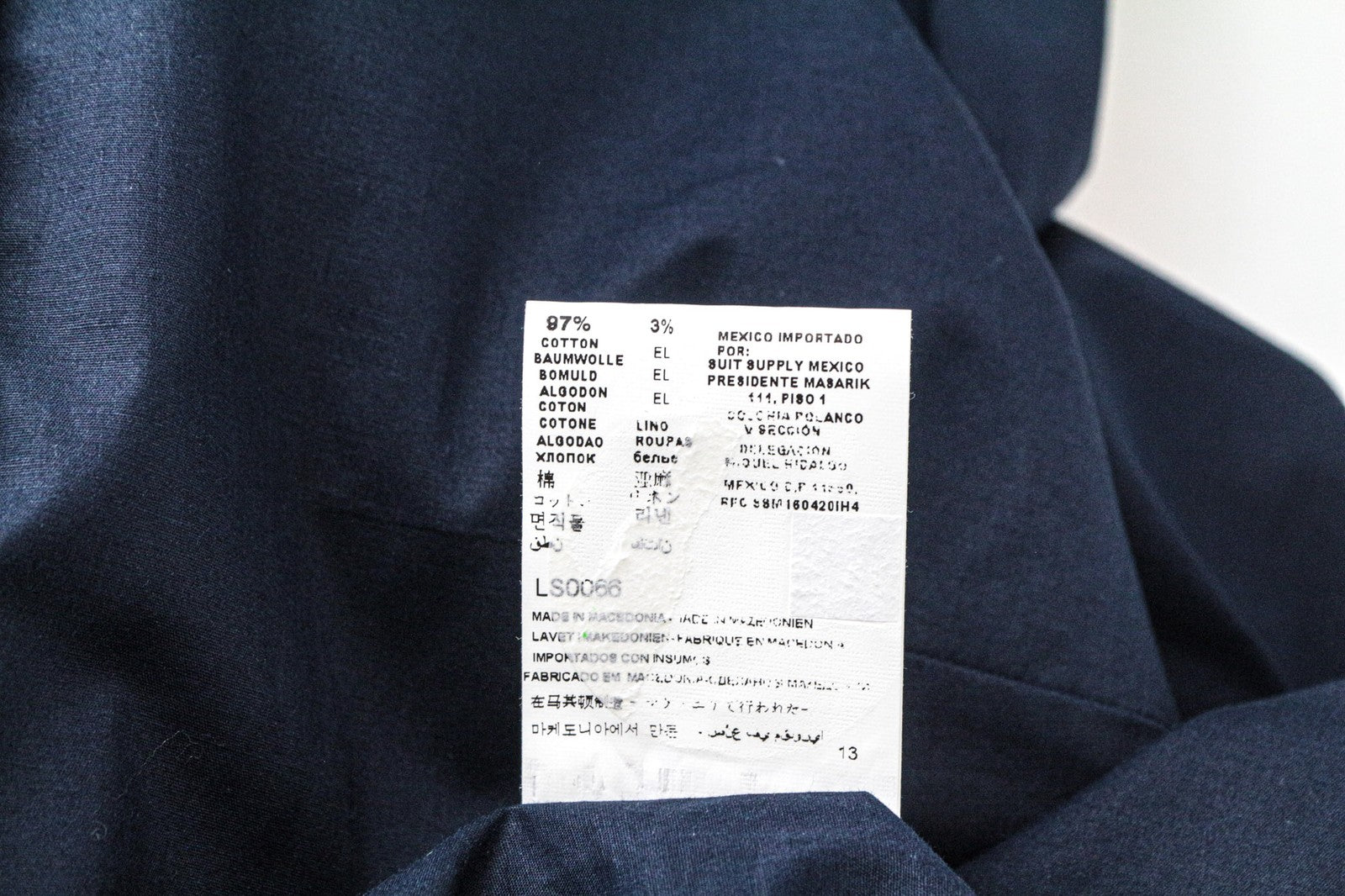 SUISTUDIO Women's Shirt 34R Navy Linen Blend Ruffled Sleeve Cotton Blouse