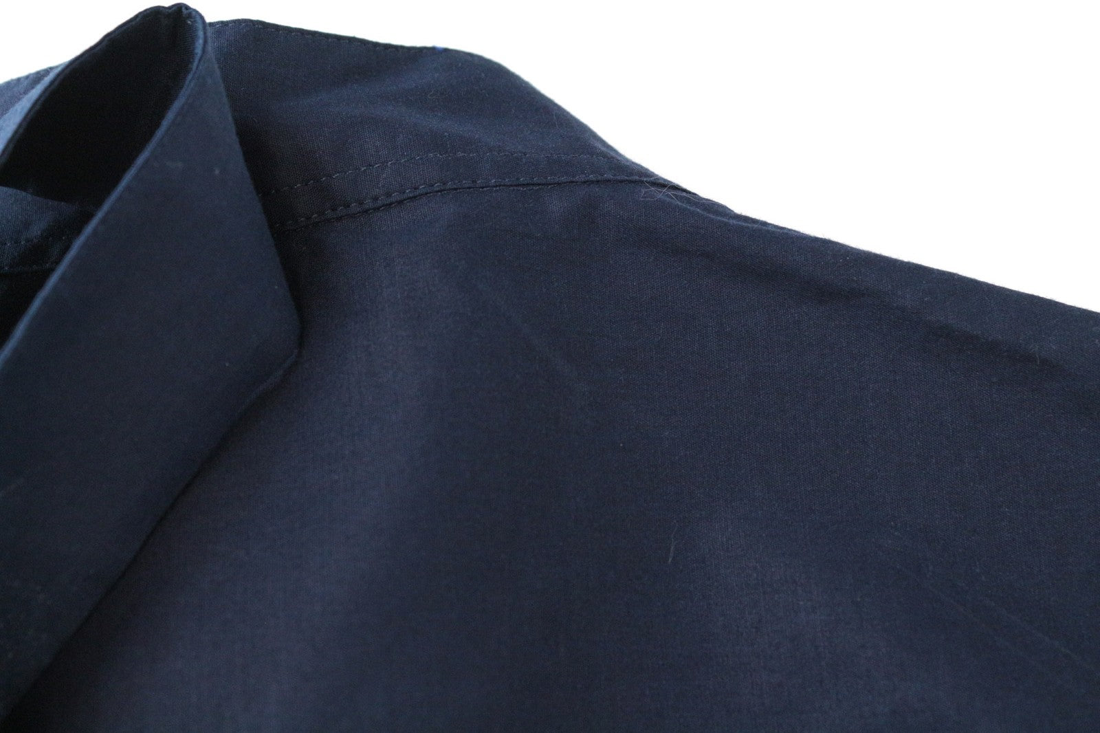 SUISTUDIO Women's Shirt 34R Navy Linen Blend Ruffled Sleeve Cotton Blouse