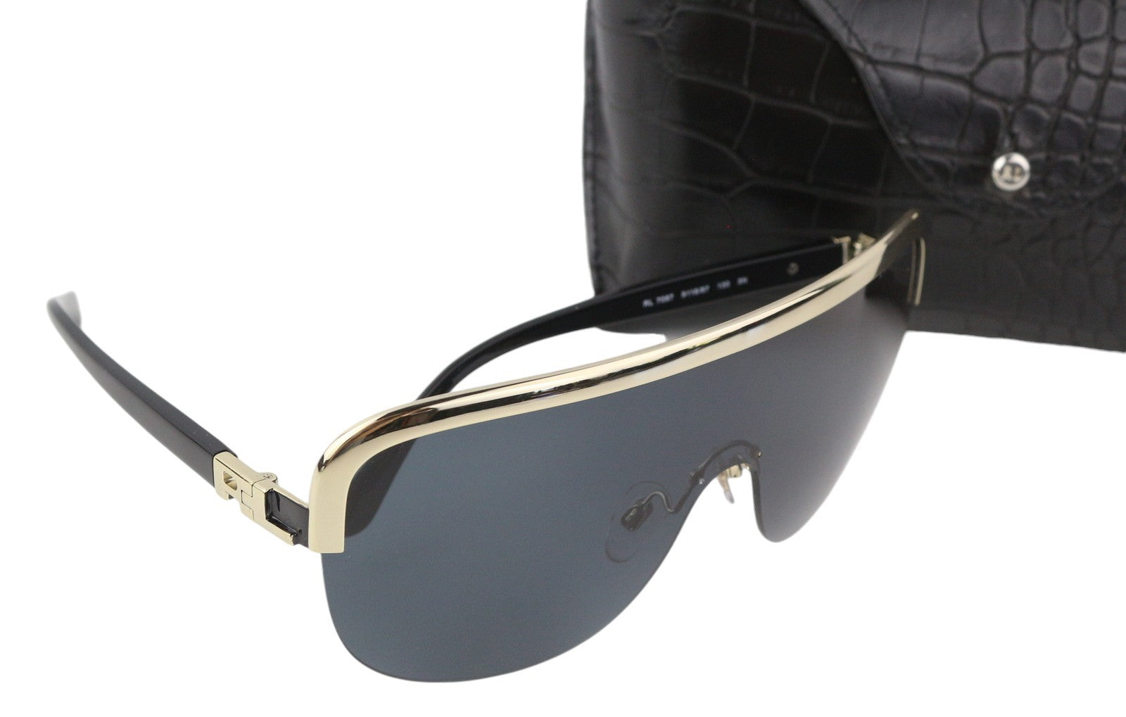 RALPH LAUREN 0RL7057 Women Sunglasses OS Black UV Protection Gold Detail Casual