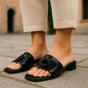 EMPORIO ARMANI X3P699 Women Flats EU37 Black Shiny Sequin Slip Open Toe RRP€262