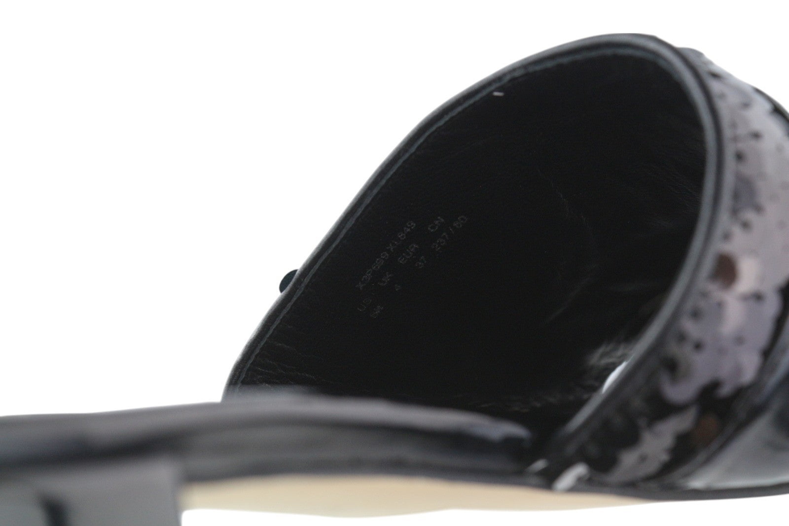 EMPORIO ARMANI X3P699 Women Flats EU37 Black Shiny Sequin Slip Open Toe RRP€262