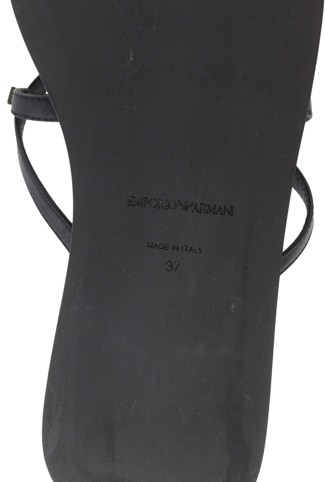 EMPORIO ARMANI X3P718 Women Sandals EU37 Black Leather Strapless Flats Casual