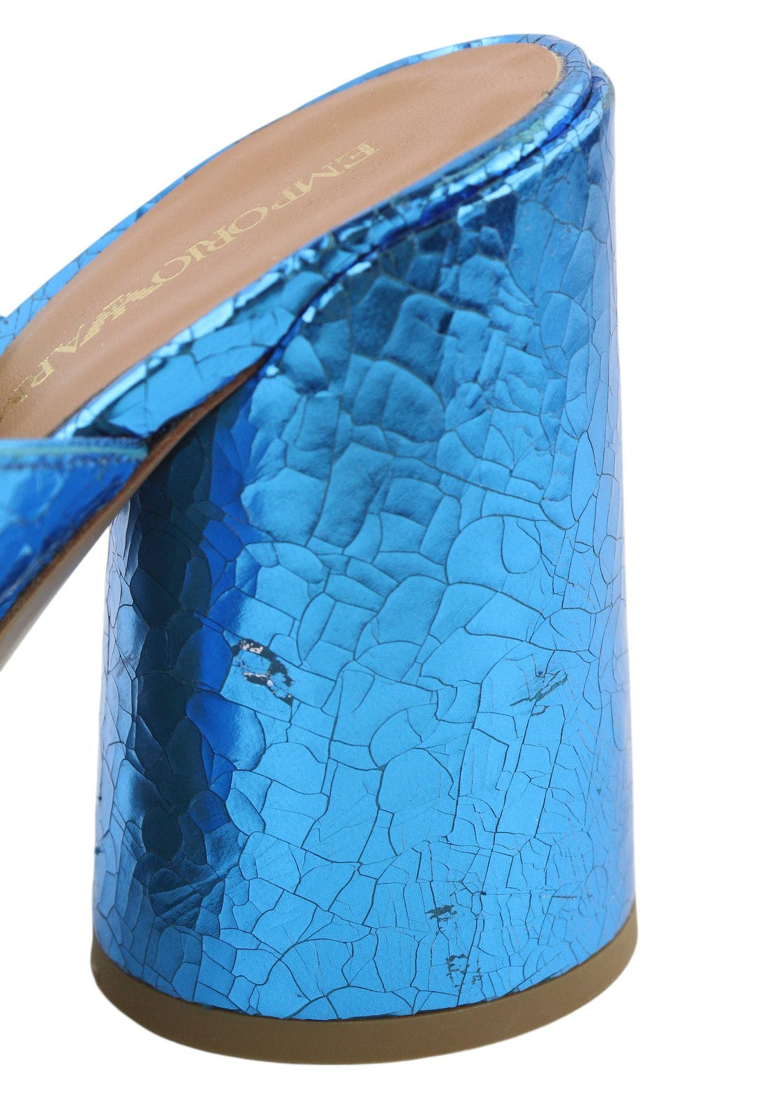 EMPORIO ARMANI X3P713 Women Sandals EU37 Blue Shiny Leather Mule Slip On RRP€299