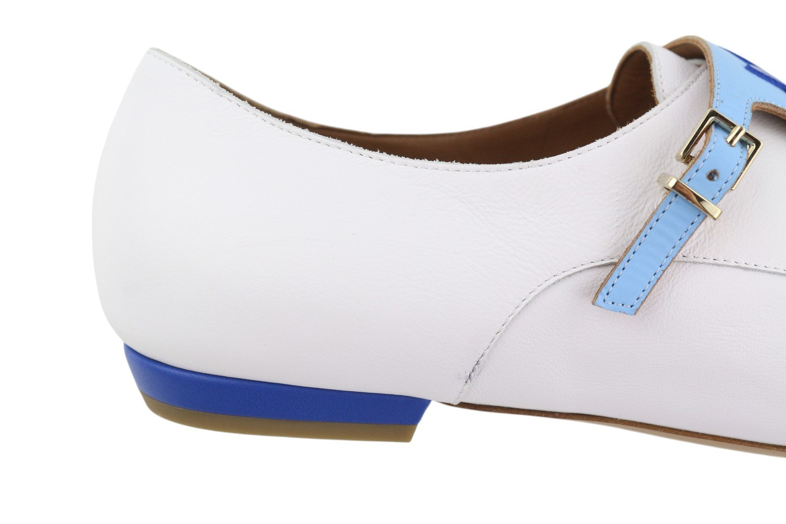 EMPORIO ARMANI X3L038 Women Shoes EU37 White Leather Double Monk Strap Pointed