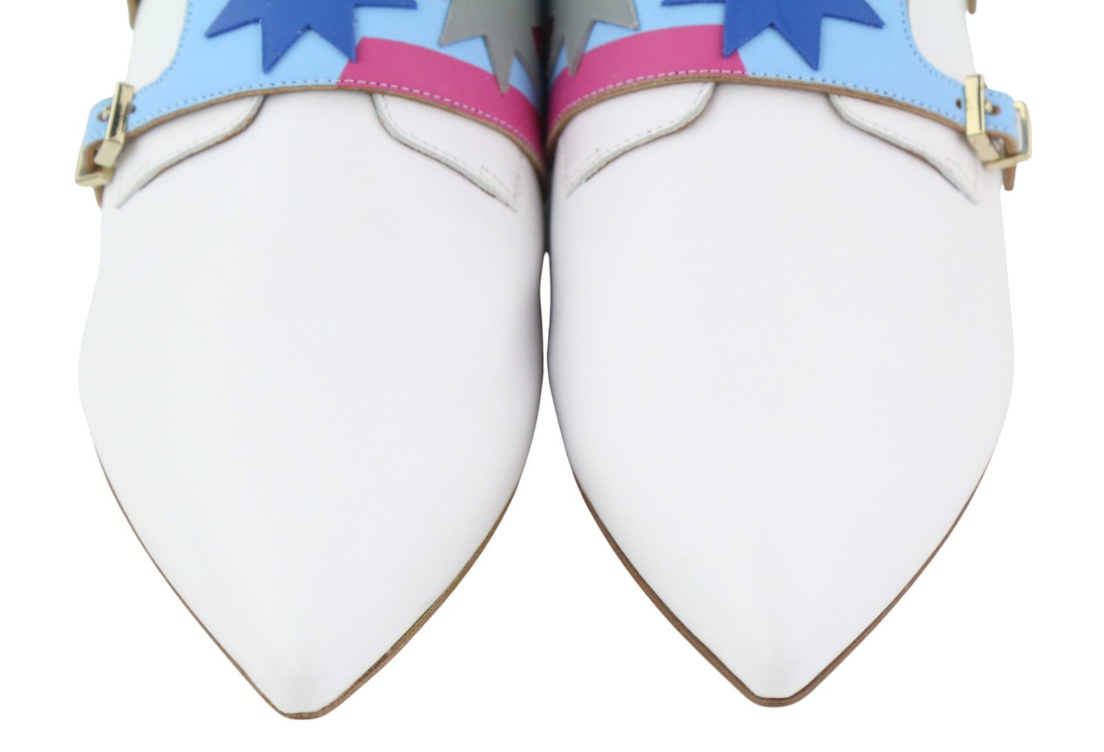 EMPORIO ARMANI X3L038 Women Shoes EU37 White Leather Double Monk Strap Pointed