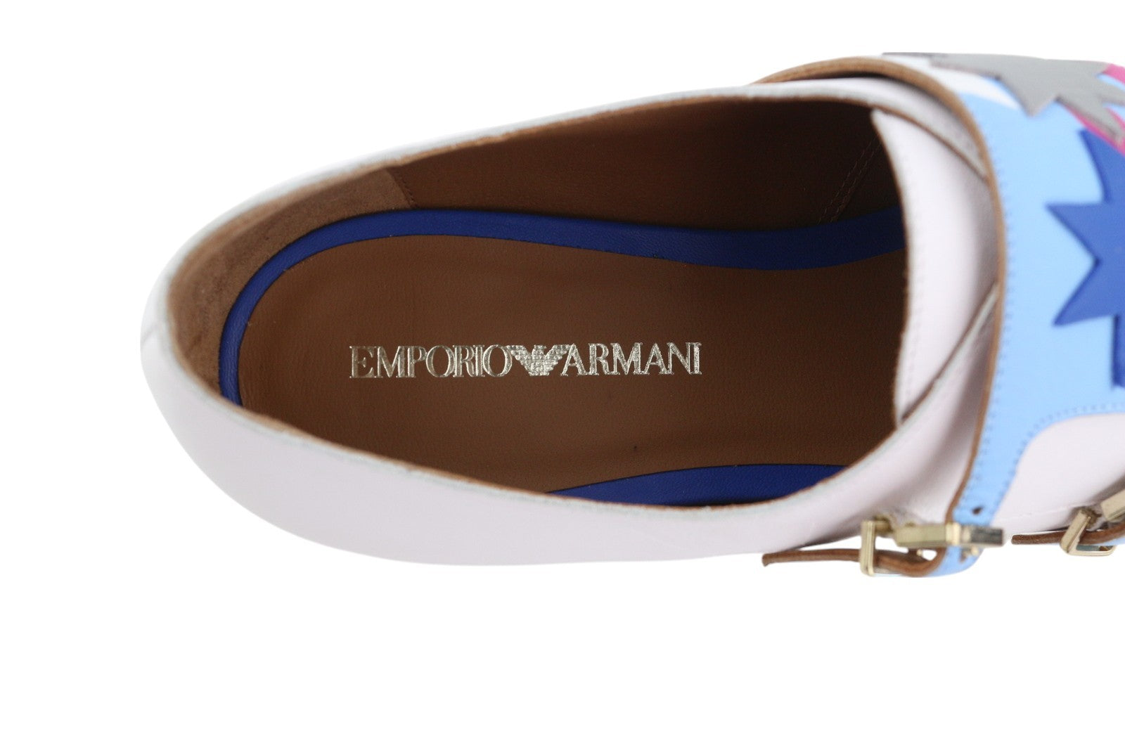 EMPORIO ARMANI X3L038 Women Shoes EU37 White Leather Double Monk Strap Pointed