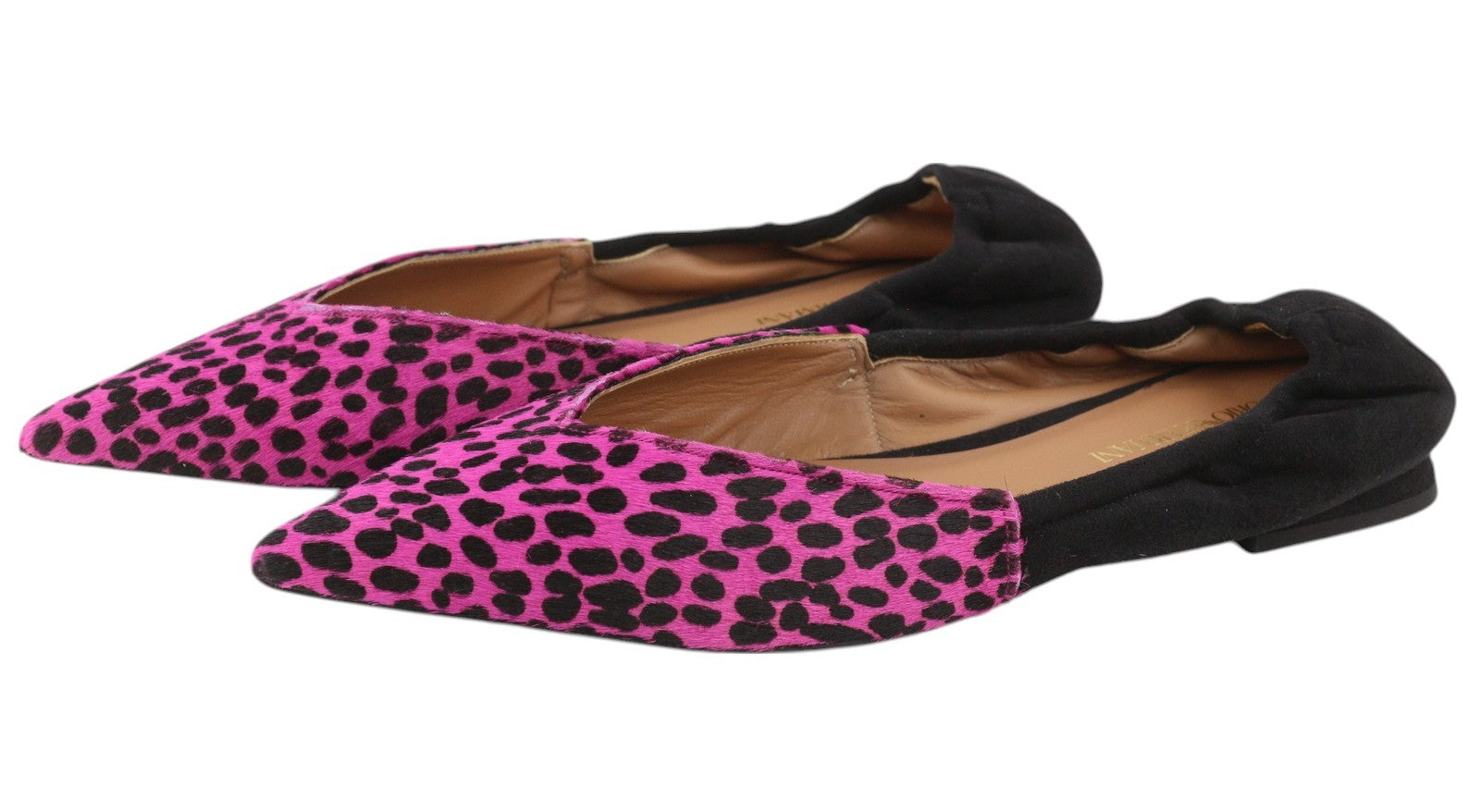 EMPORIO ARMANI X3D244 Women Flats EU37 Pink Leather Pointed Toe Ballerina Pumps