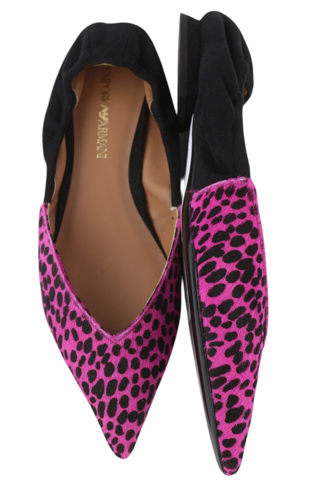 EMPORIO ARMANI X3D244 Women Flats EU37 Pink Leather Pointed Toe Ballerina Pumps