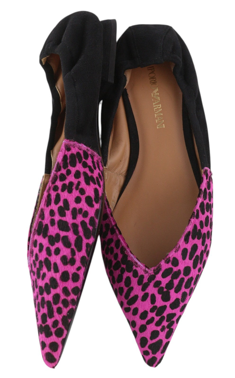 EMPORIO ARMANI X3D244 Women Flats EU37 Pink Leather Pointed Toe Ballerina Pumps