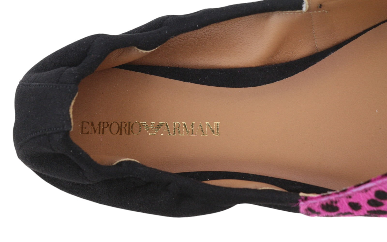 EMPORIO ARMANI X3D244 Women Flats EU37 Pink Leather Pointed Toe Ballerina Pumps