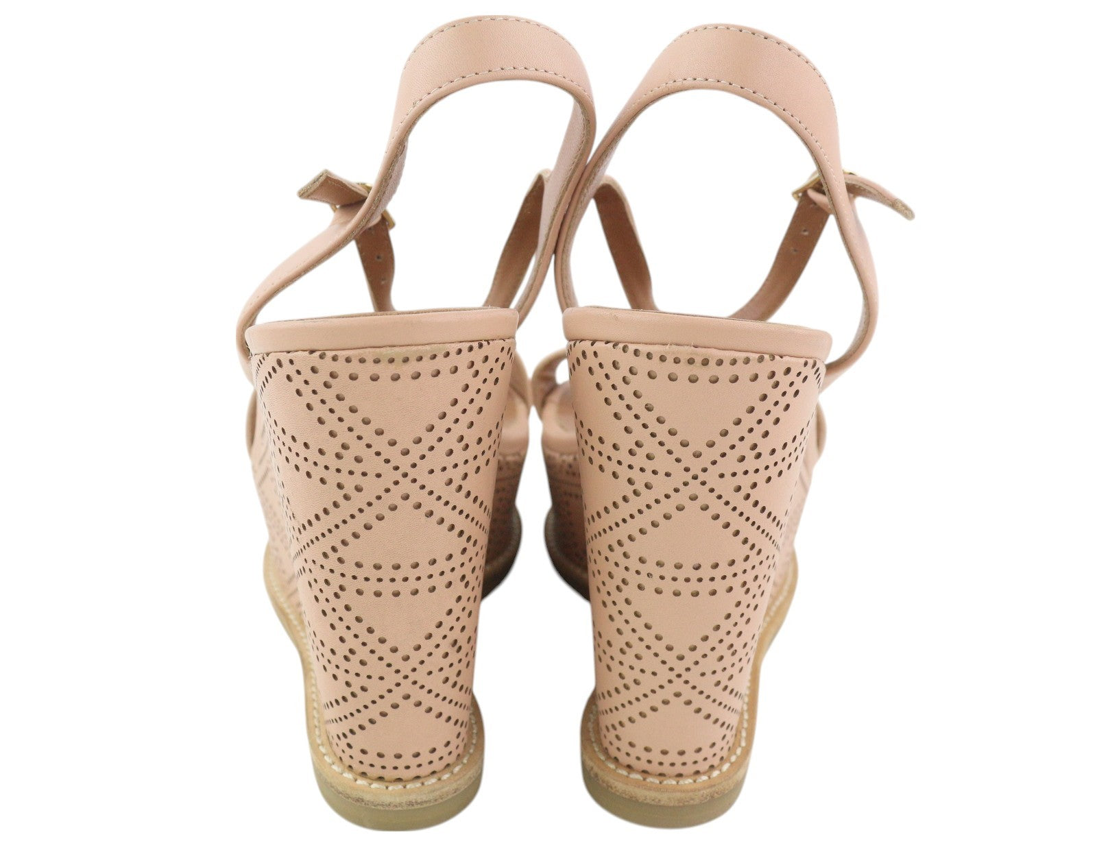 EMPORIO ARMANI X3U067 Women Sandals EU37 Light Pink Leather Wedge Heels RRP€219